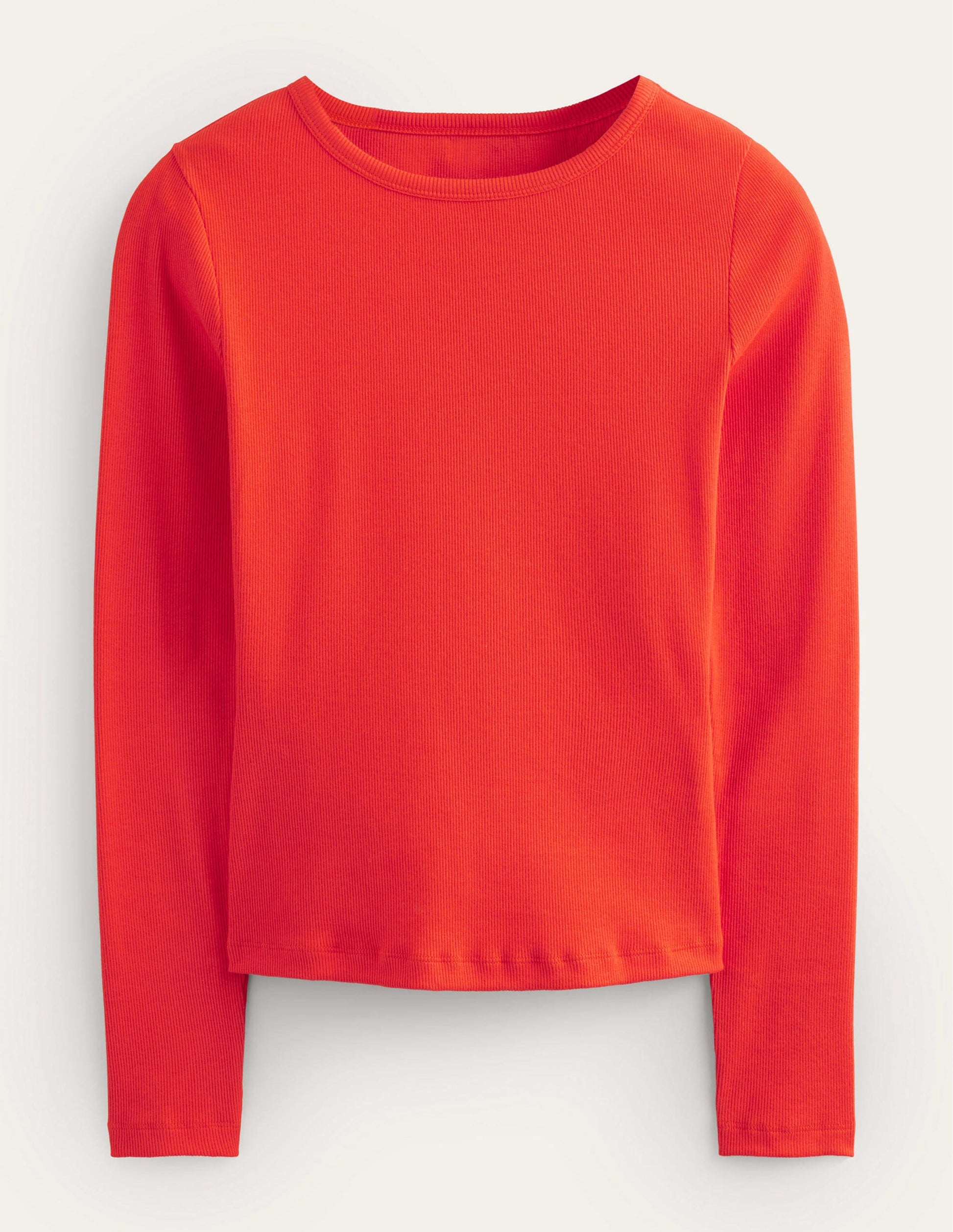 Cotton Ribbed Long Sleeve Top-Red Pop-6