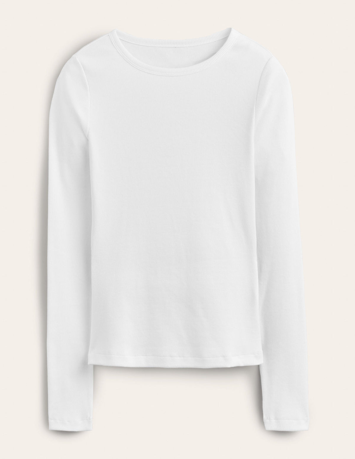Cotton Ribbed Long Sleeve Top-White - Image 5