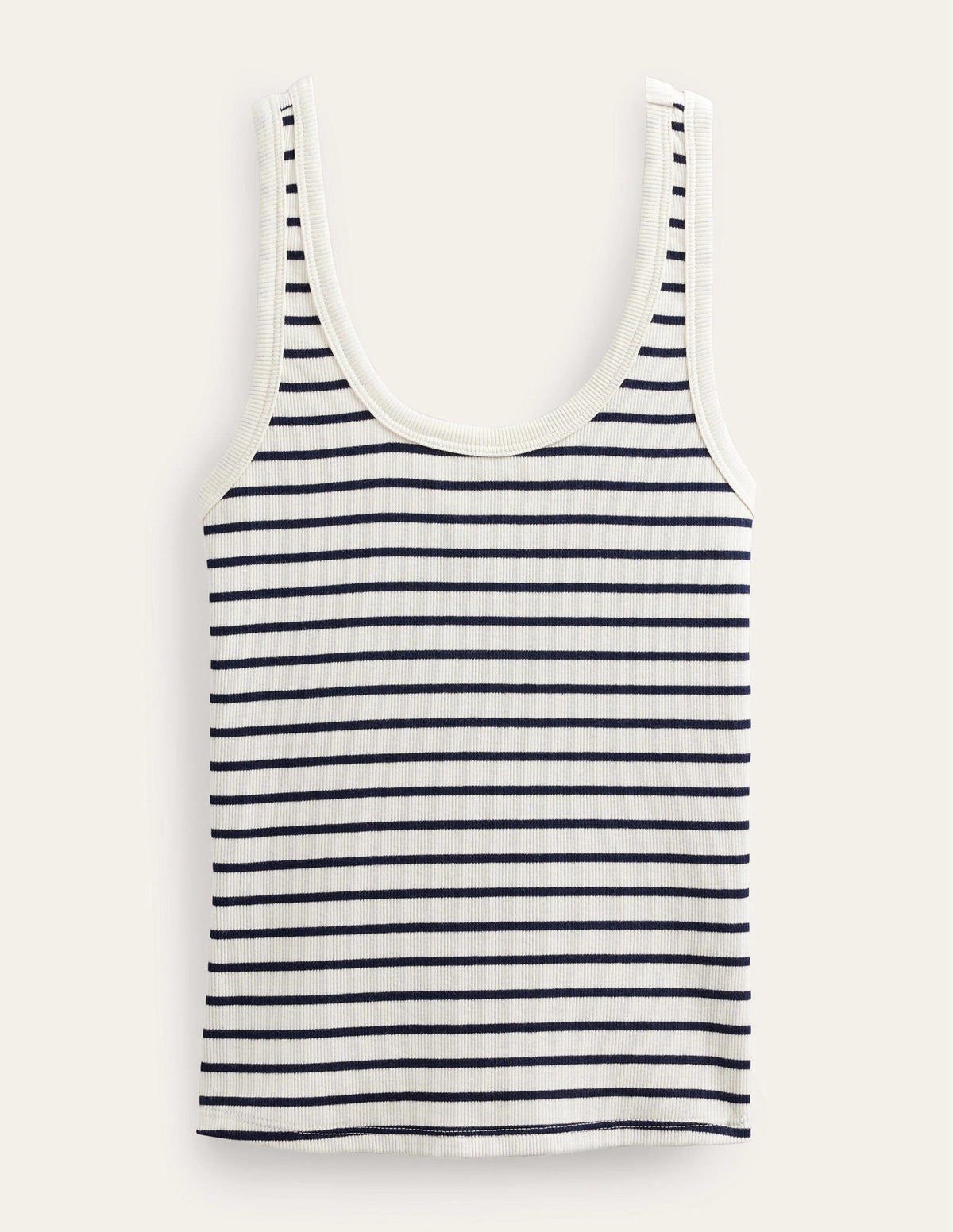 Scoop Neck Ribbed Tank-Ivory / Navy Stripe-5