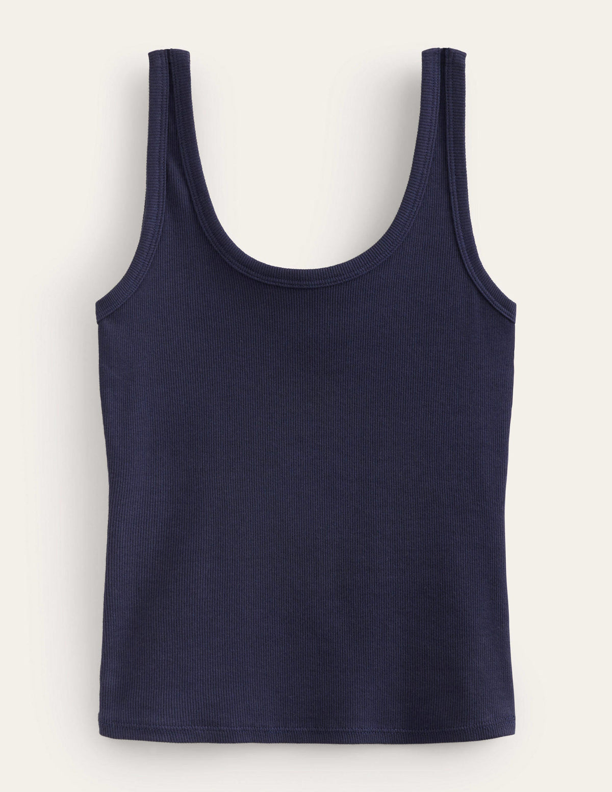 Scoop Neck Ribbed Tank-Navy-5
