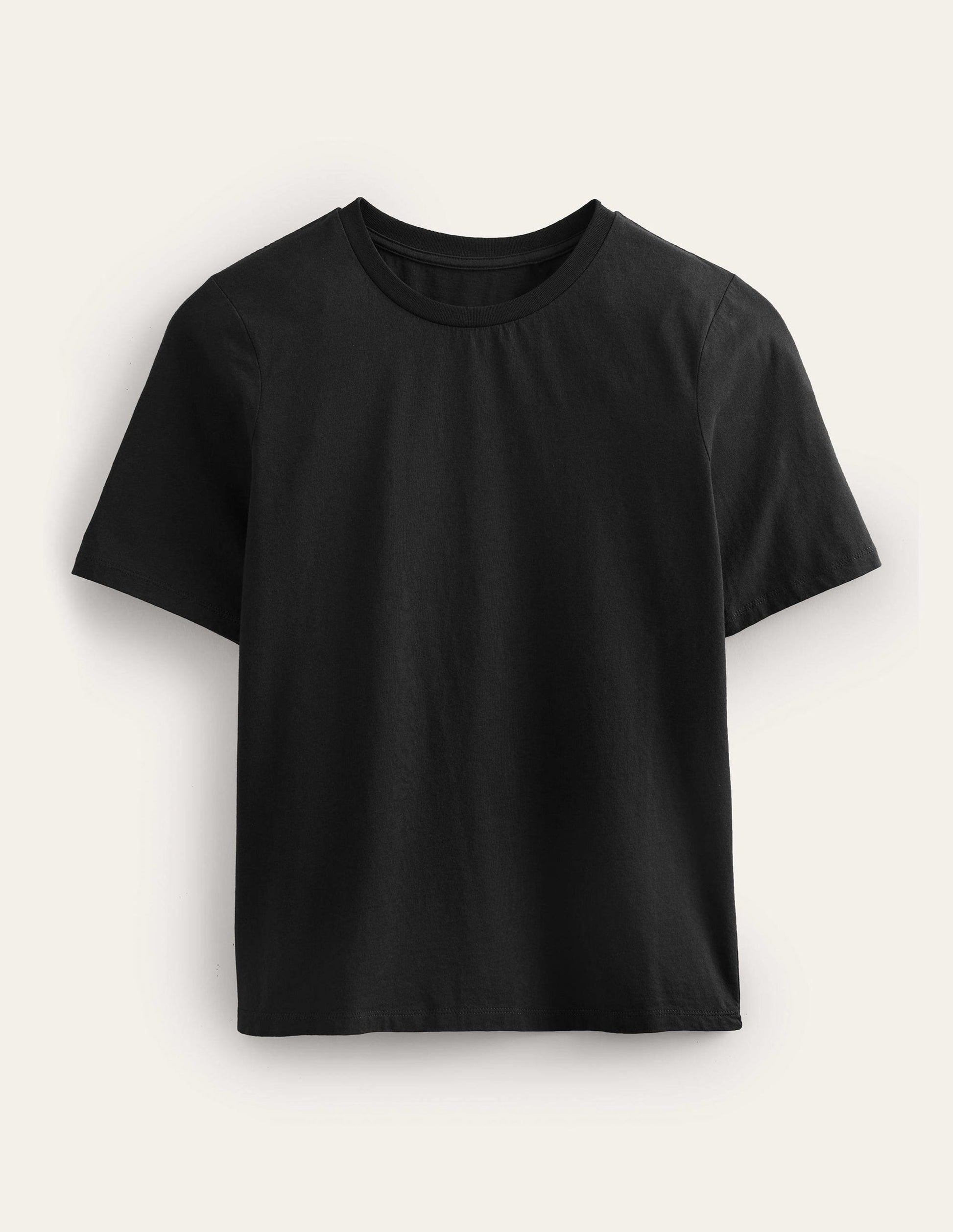 Pure Cotton Crew Neck T-shirt-Black-5