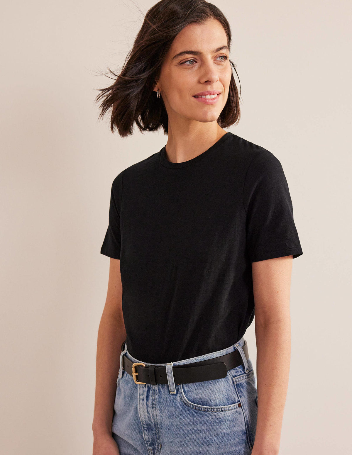 Cotton Crew Neck T-Shirt-Black - Image 1