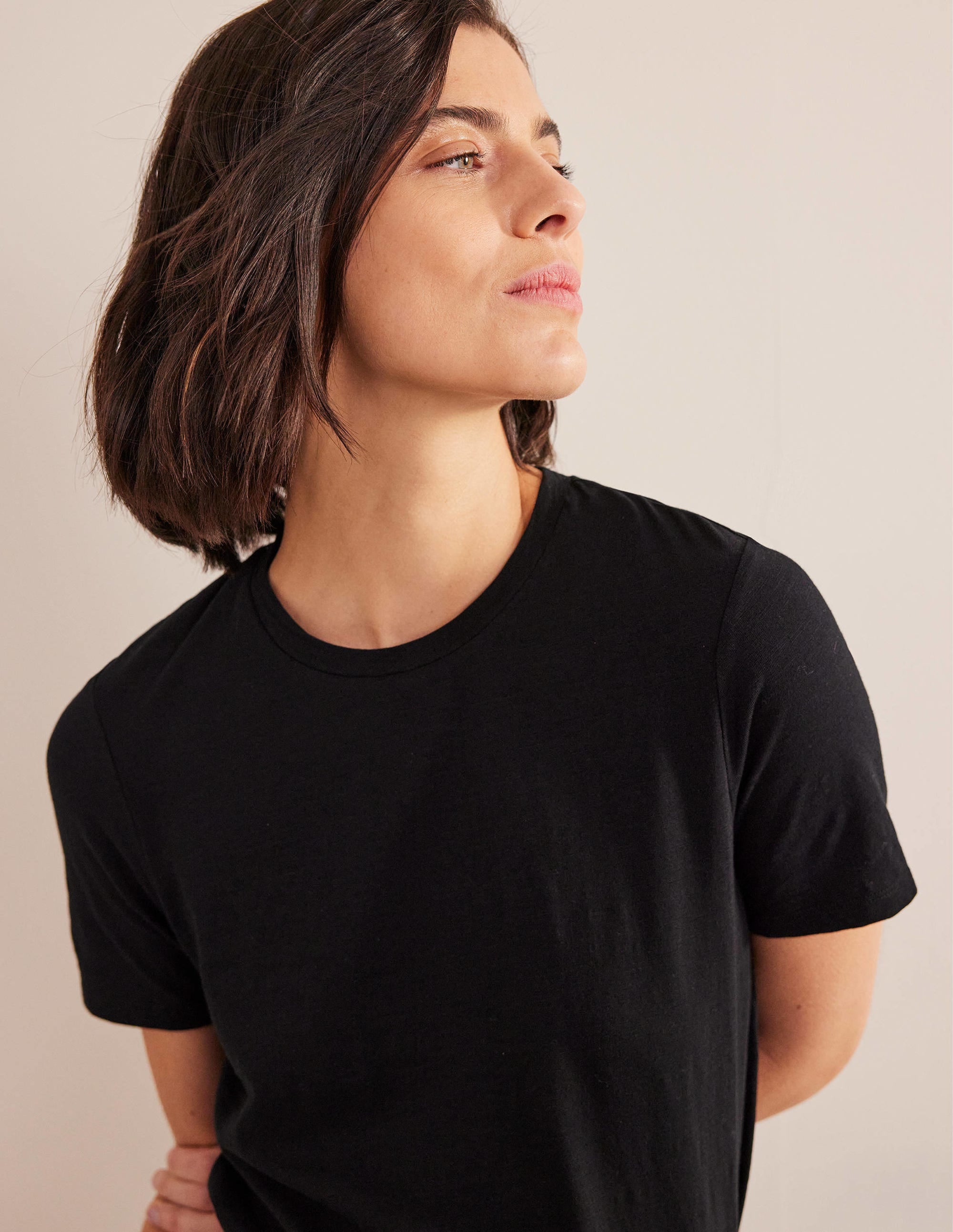 Cotton Crew Neck T-Shirt-Black - Image 2