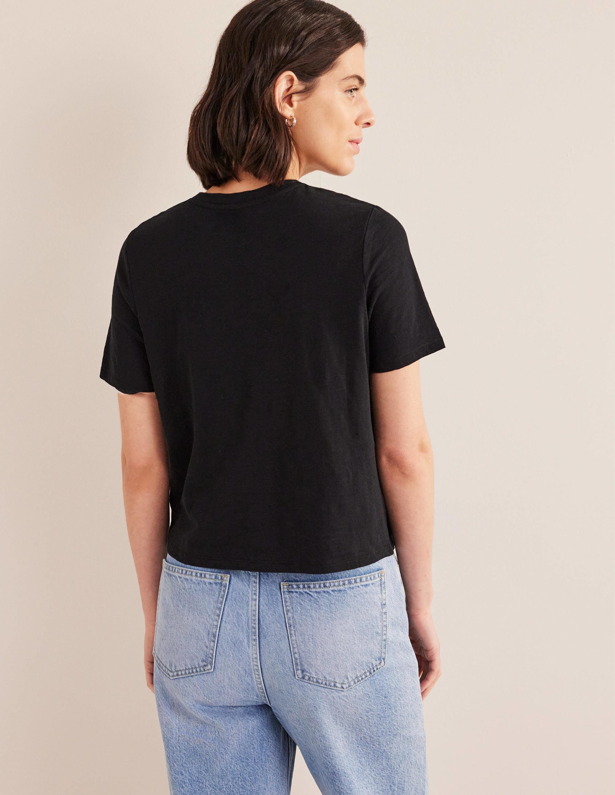 Cotton Crew Neck T-Shirt-Black - Image 3