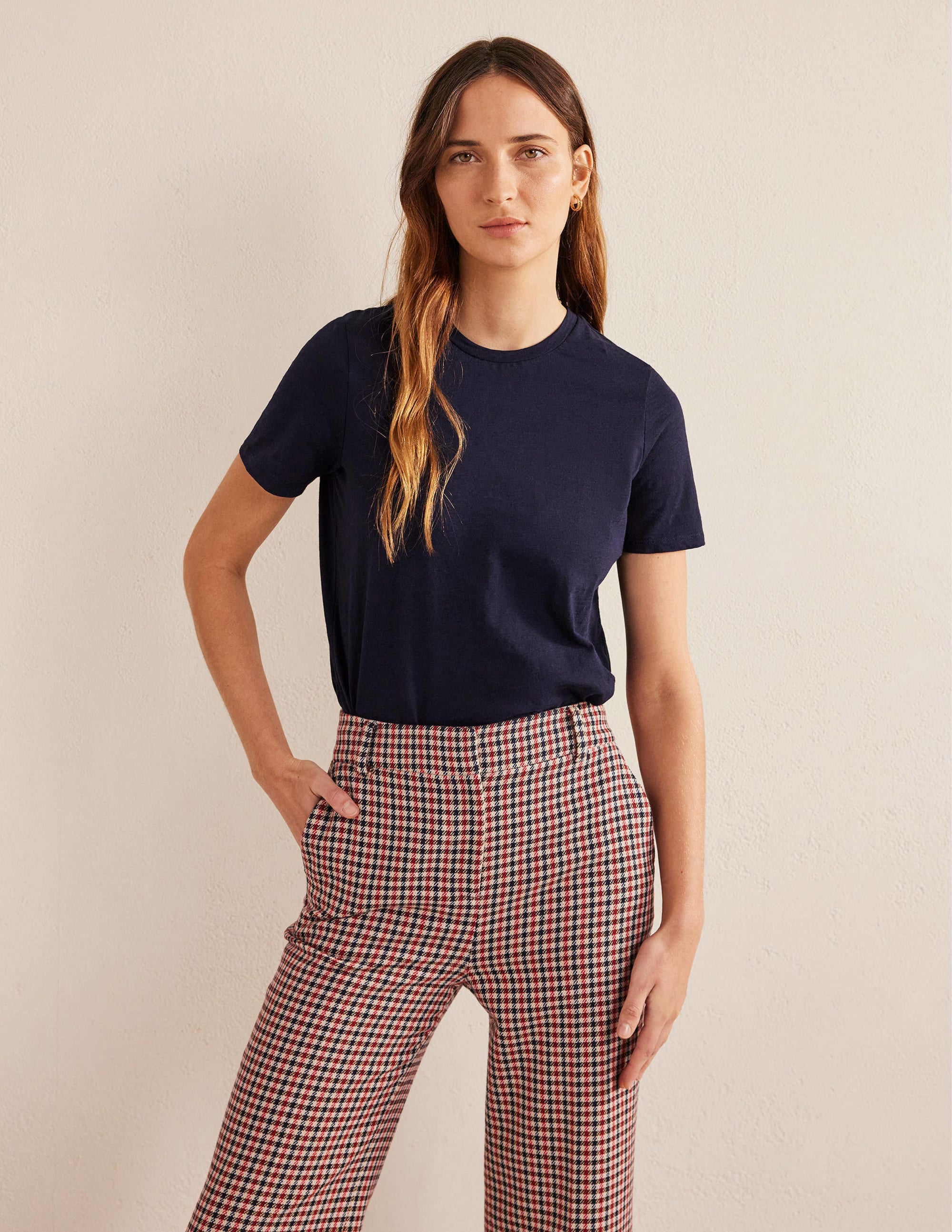 Cotton Crew Neck T-Shirt-Navy - Image 1