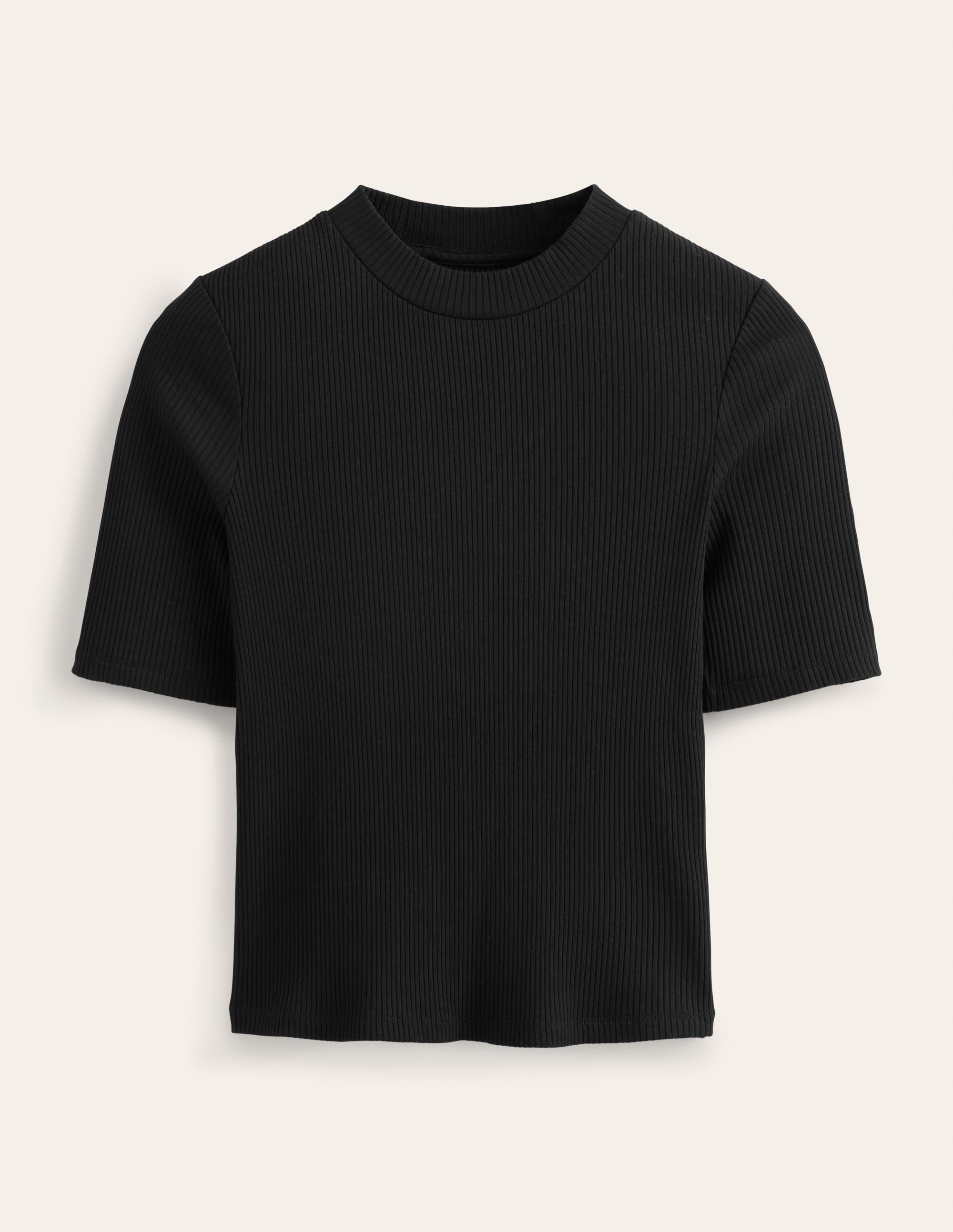 High Neck Ribbed Top-Black - Image 5
