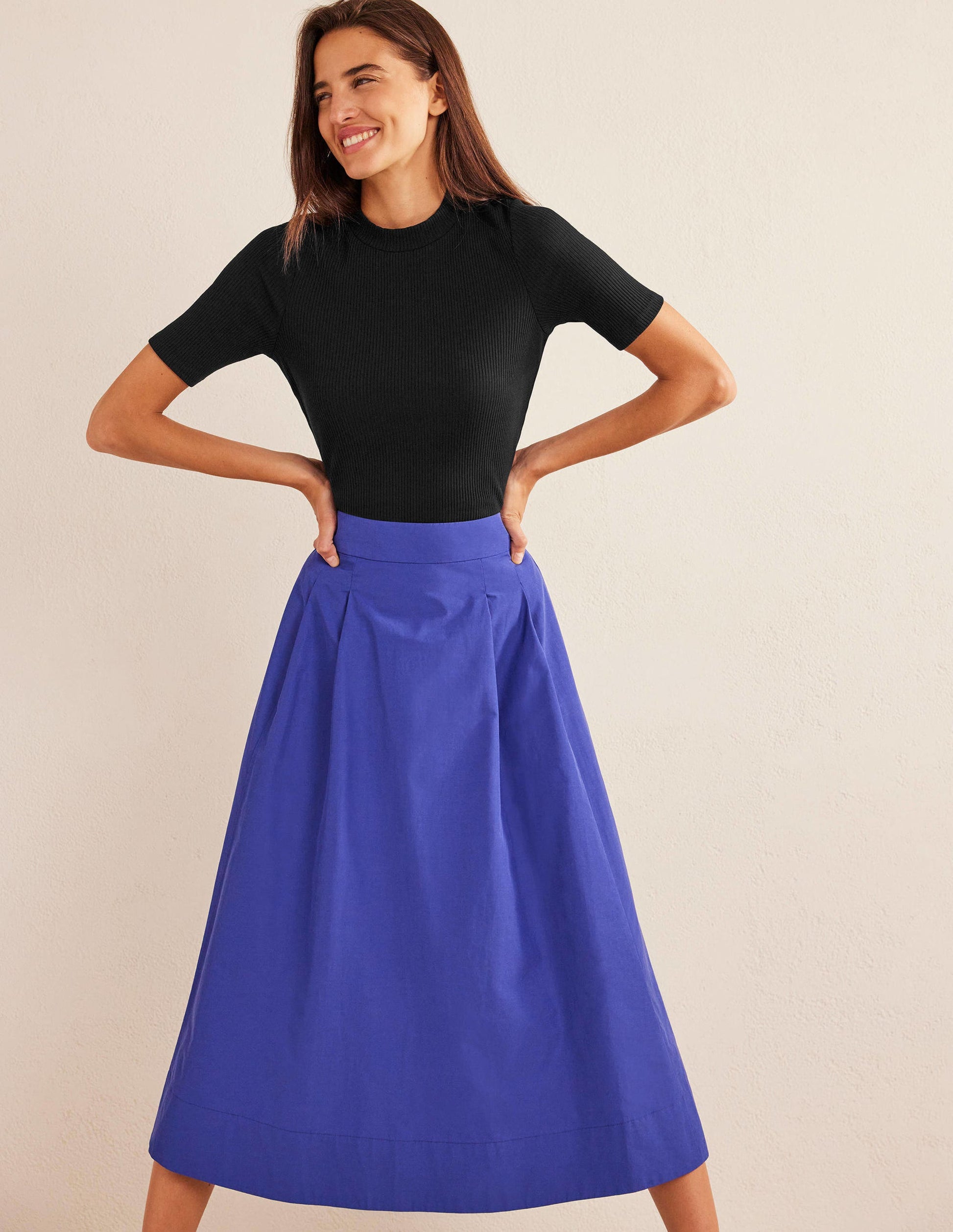 High Neck Ribbed Top-Black-1