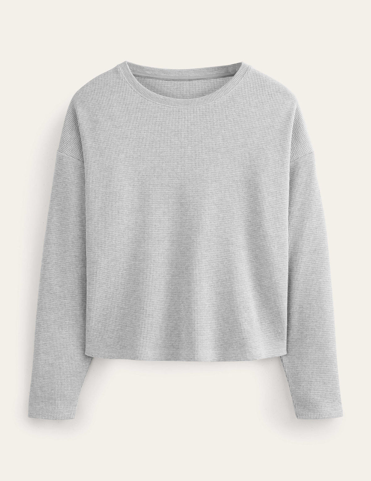 Textured Waffle Detail Top-Grey Marl-2