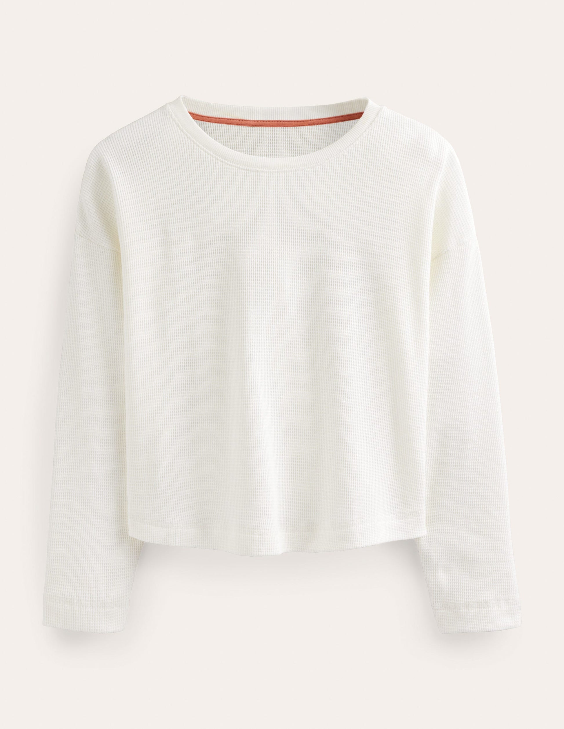 Textured Waffle Detail Top-Ivory-5