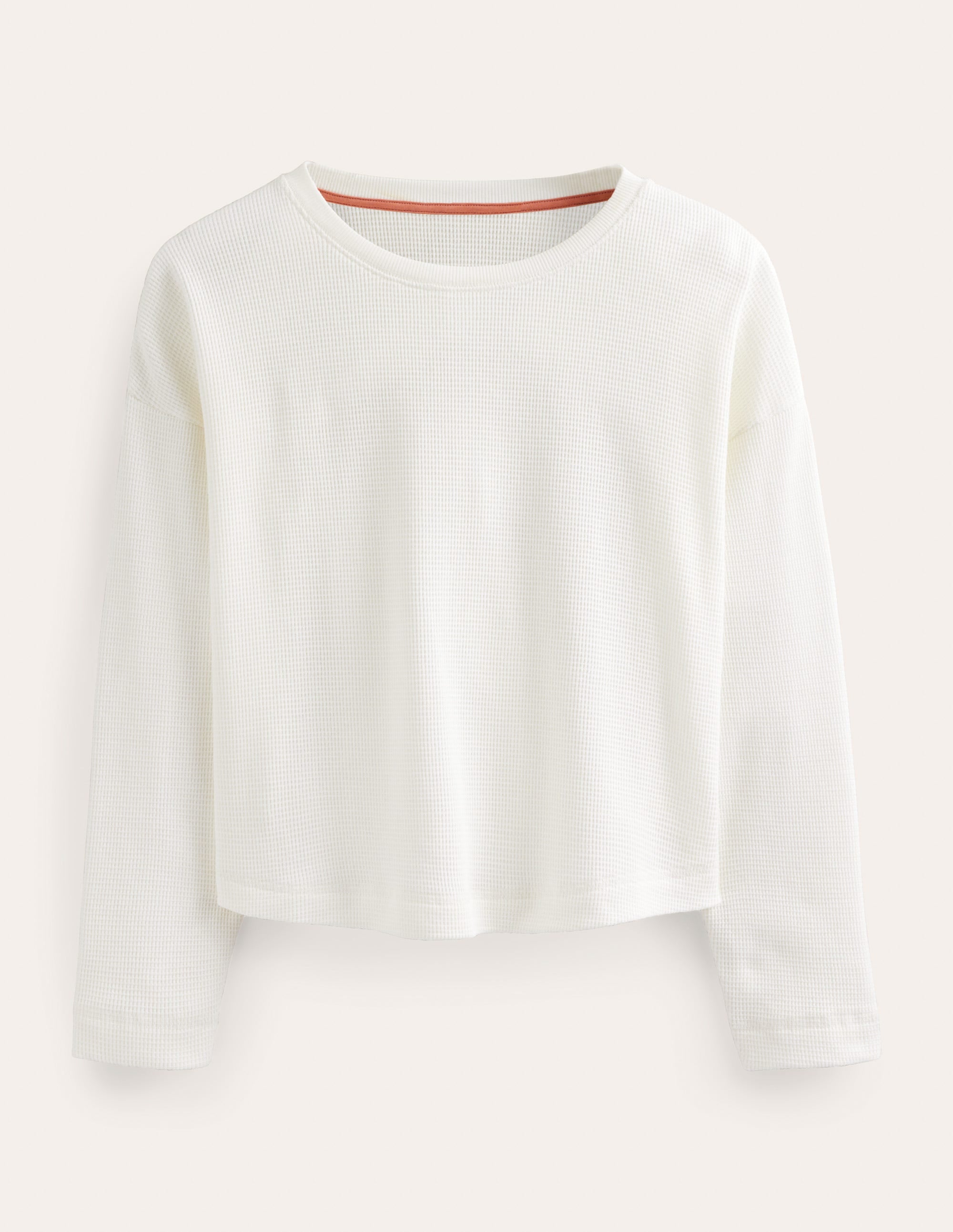 Textured Waffle Detail Top-Ivory - Image 5