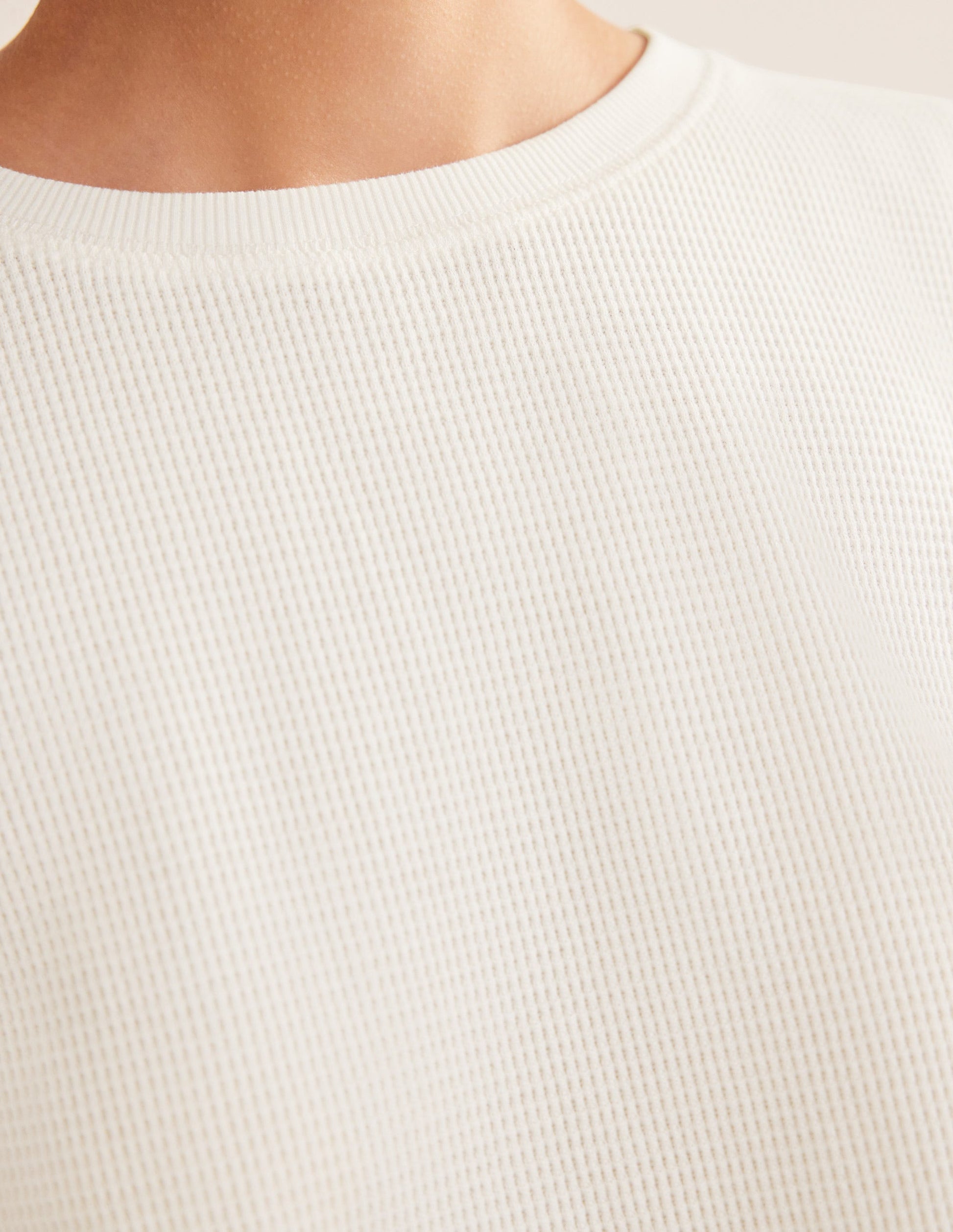 Textured Waffle Detail Top-Ivory-2