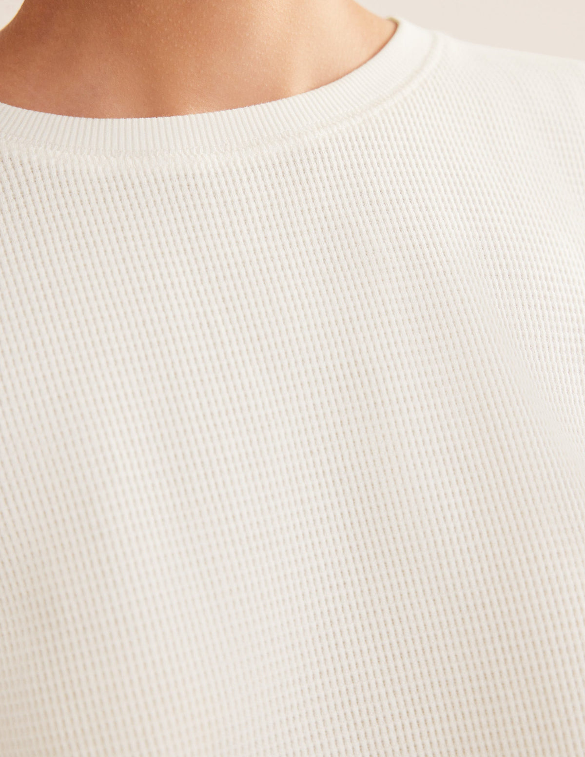 Textured Waffle Detail Top-Ivory - Image 2