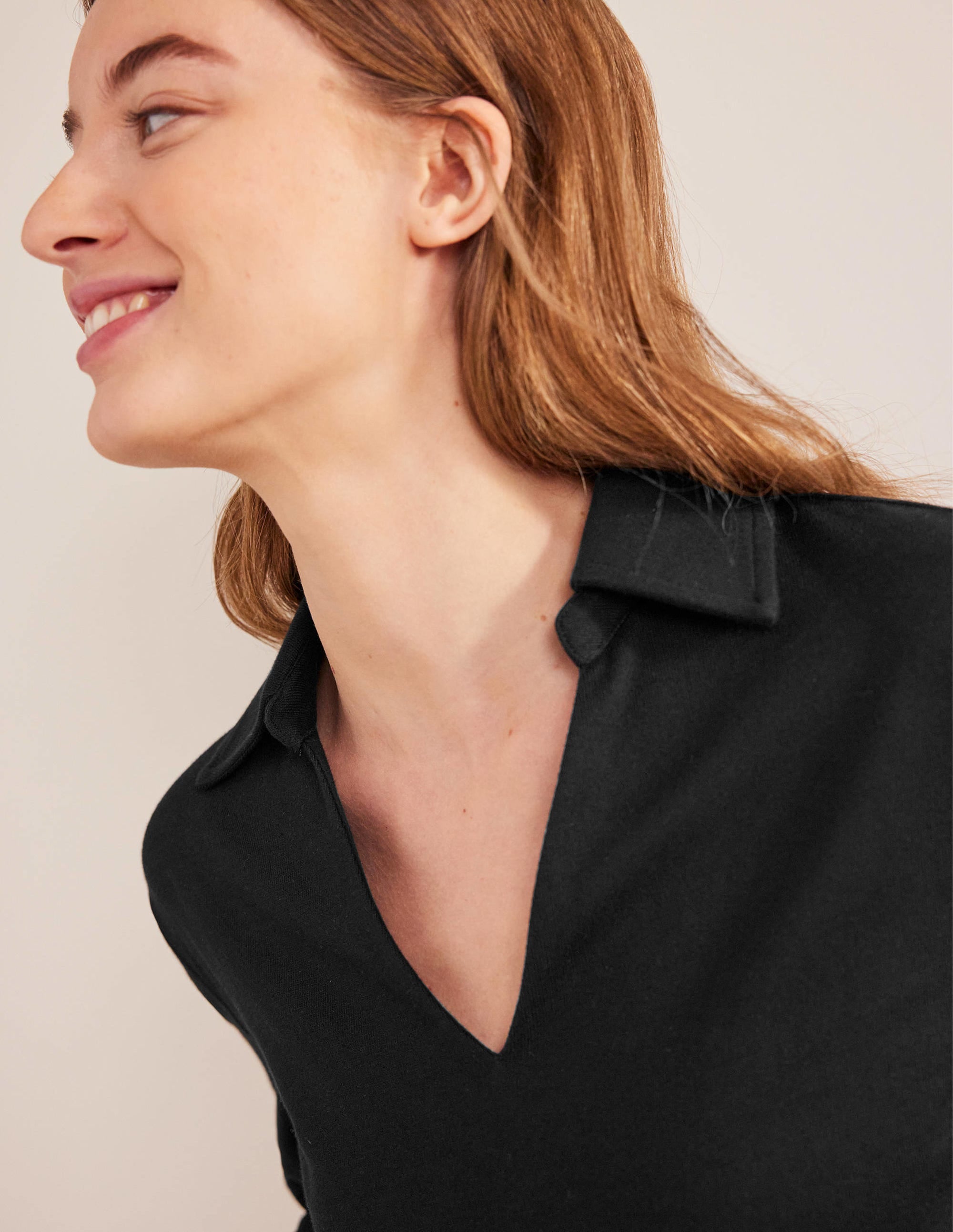 Notch Collar Stripe Top-Black - Image 2