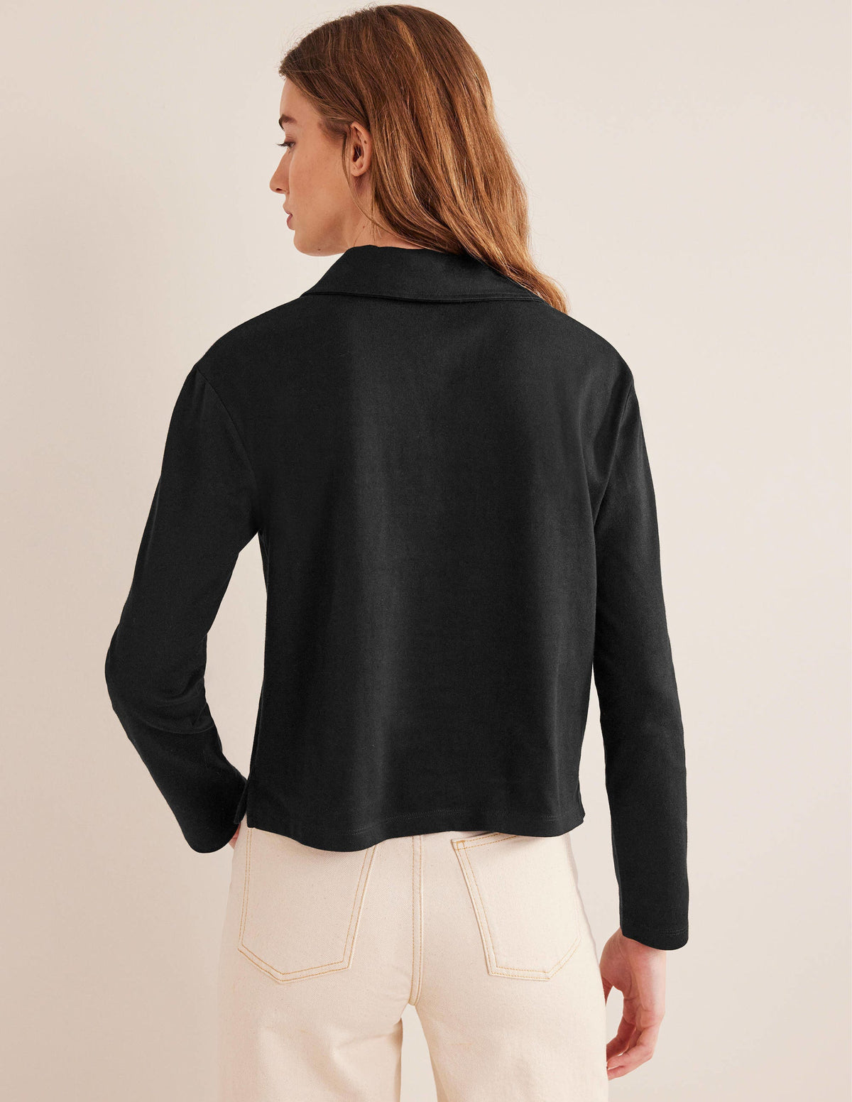 Notch Collar Stripe Top-Black - Image 3