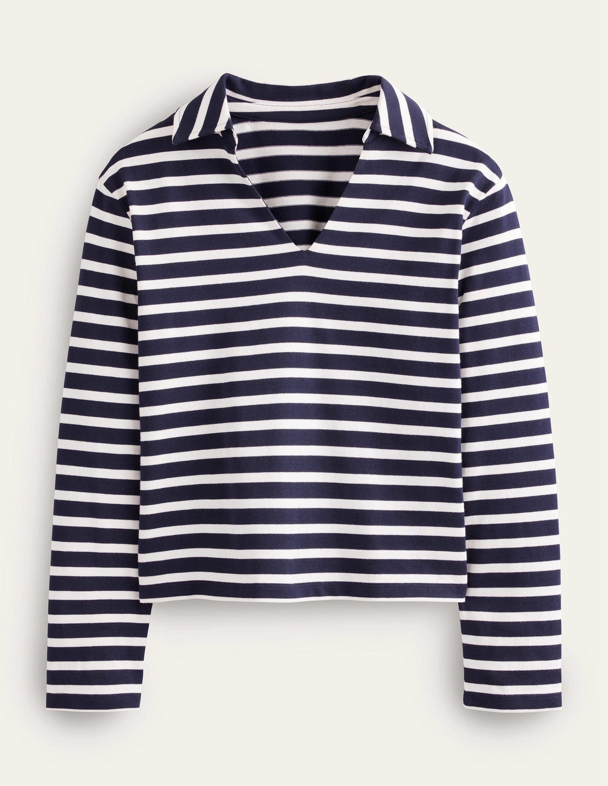 Notch Collar Stripe Top-Navy/Ivory Stripe - Image 5