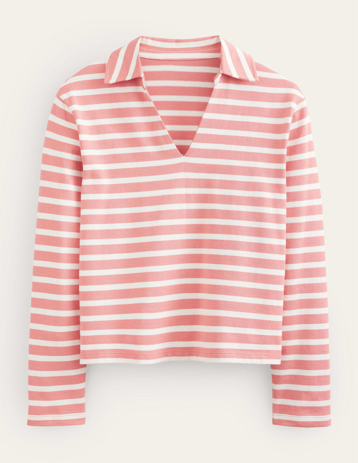 Notch Collar Stripe Top-Rose Pink/Ivory - Image 5