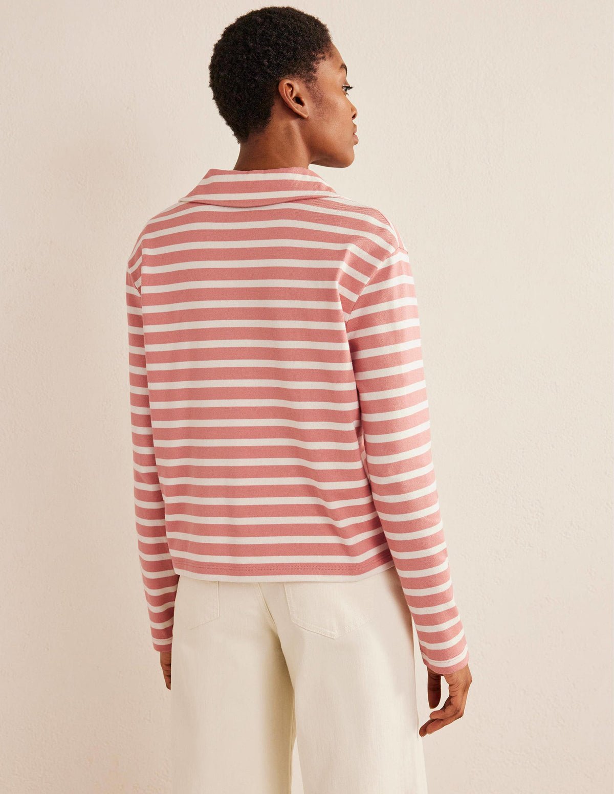 Notch Collar Stripe Top-Rose Pink/Ivory-3