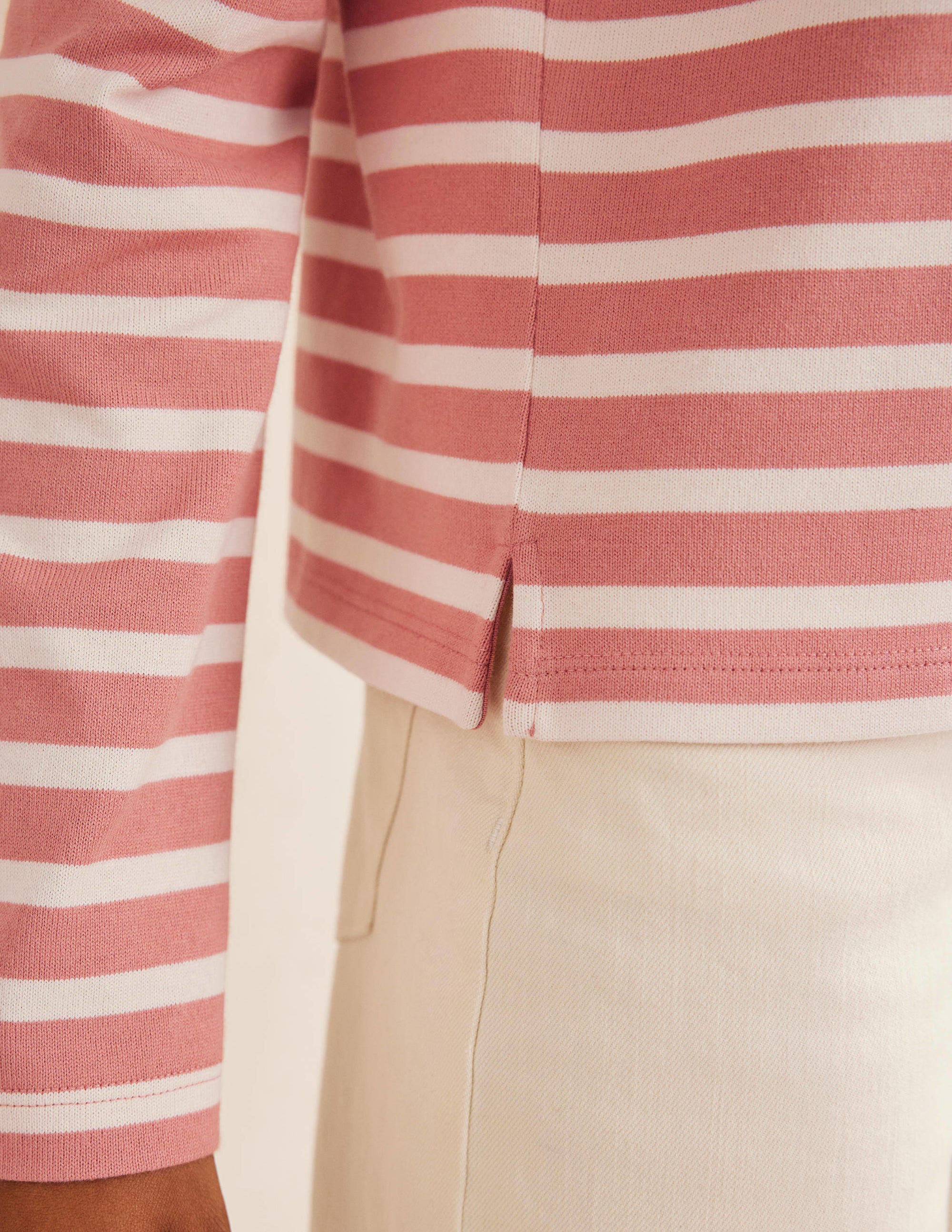 Notch Collar Stripe Top-Rose Pink/Ivory - Image 4
