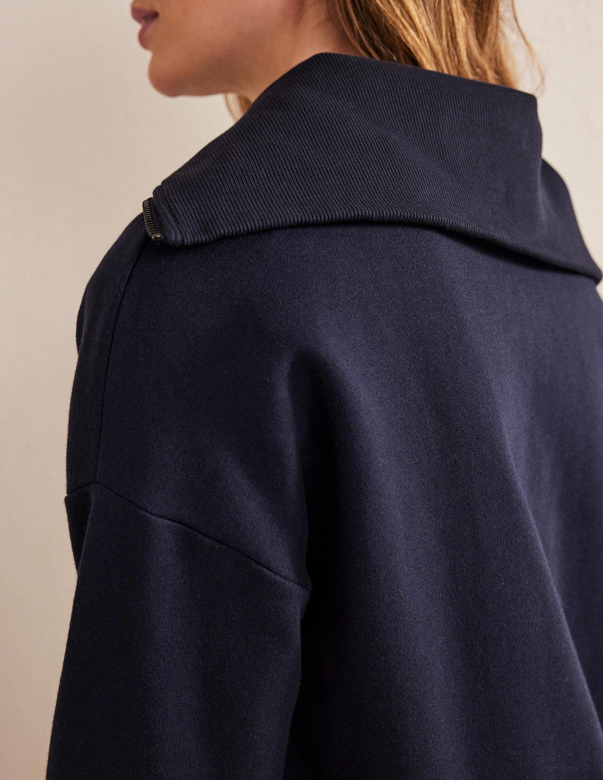 Funnel Neck Zip Sweatshirt-Navy-6