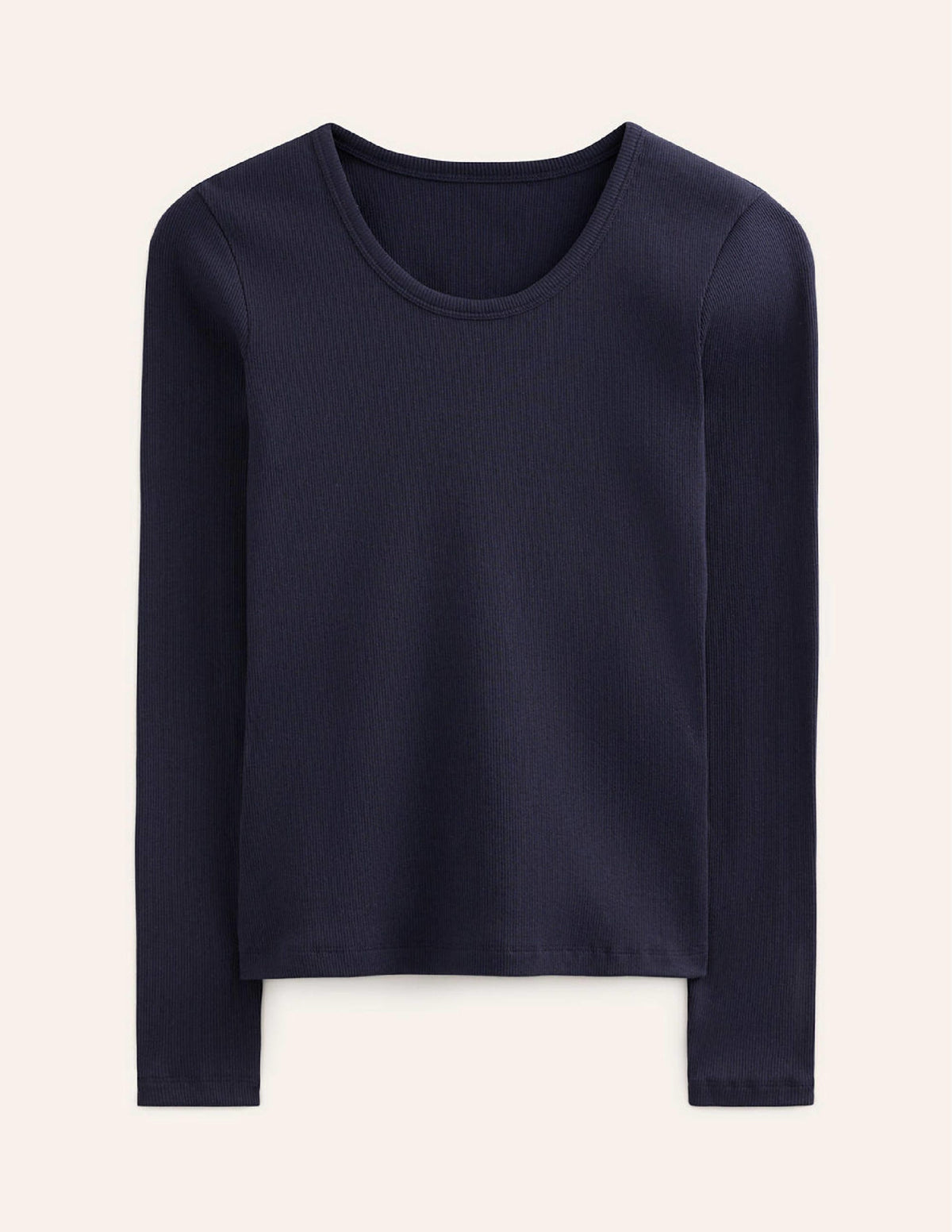 Cotton Rib Scoop Neck Top-Navy - Image 5