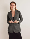 LONGLINE RELAXED BLAZER-Herringbone