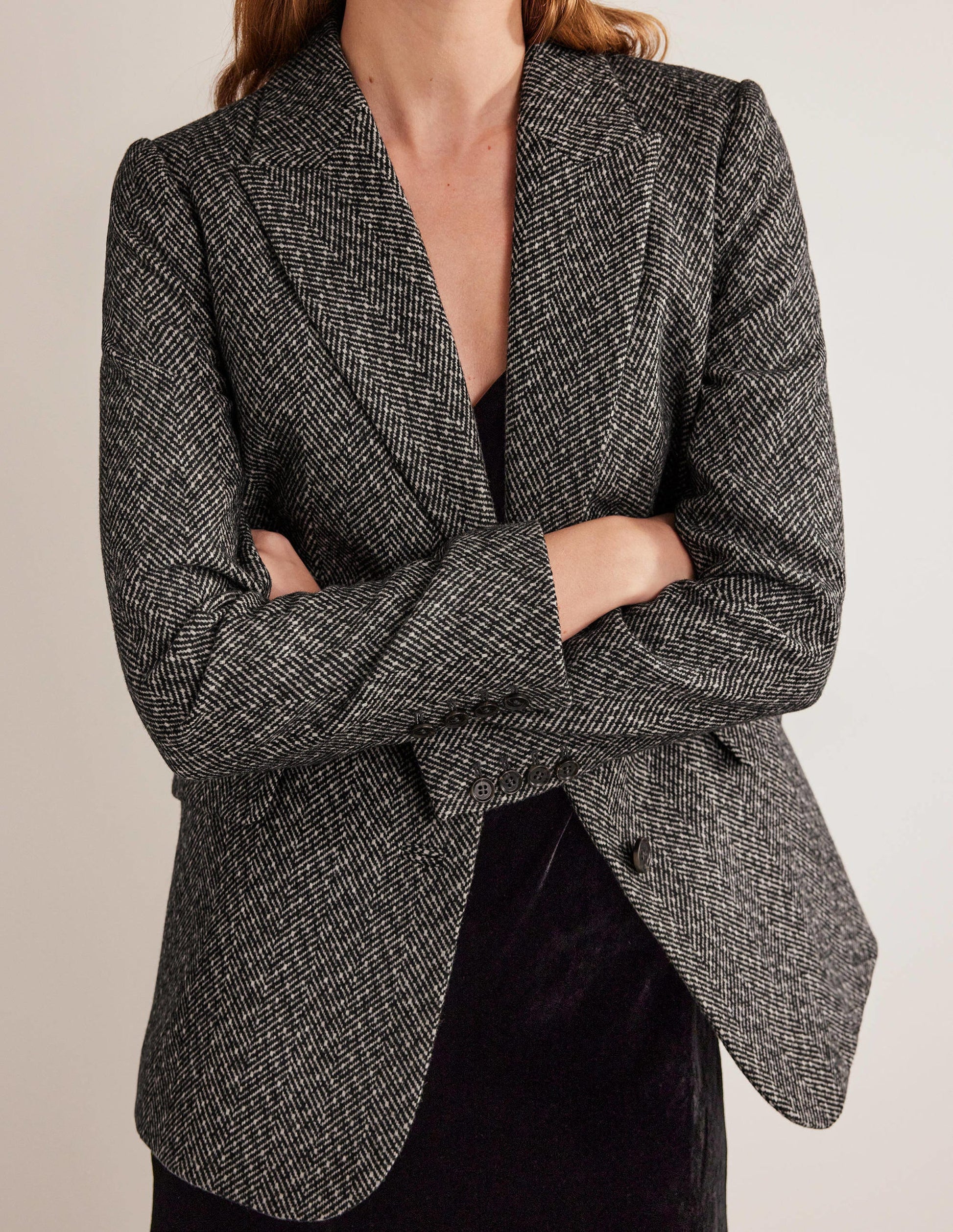 LONGLINE RELAXED BLAZER-Herringbone-2