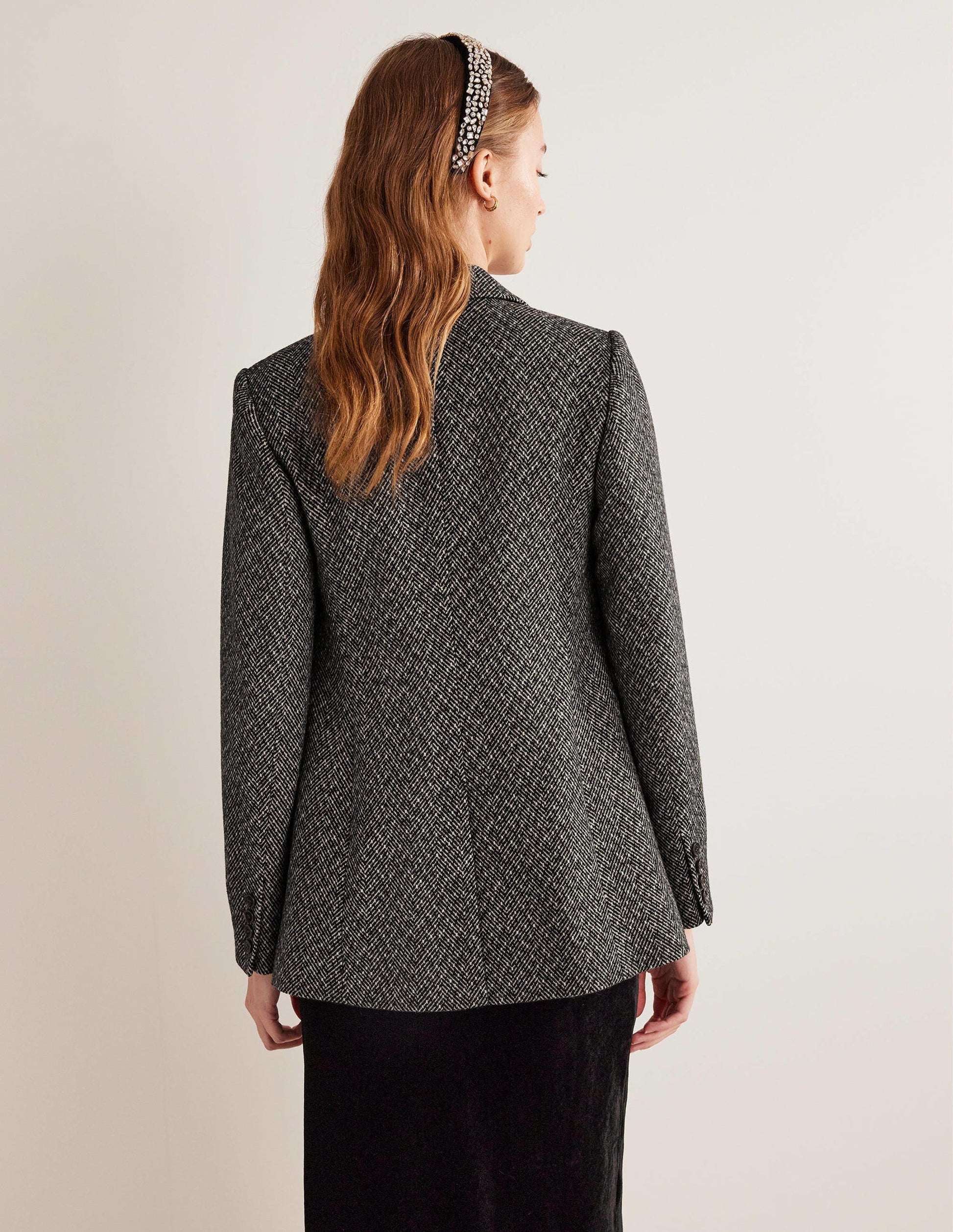 LONGLINE RELAXED BLAZER-Herringbone-3