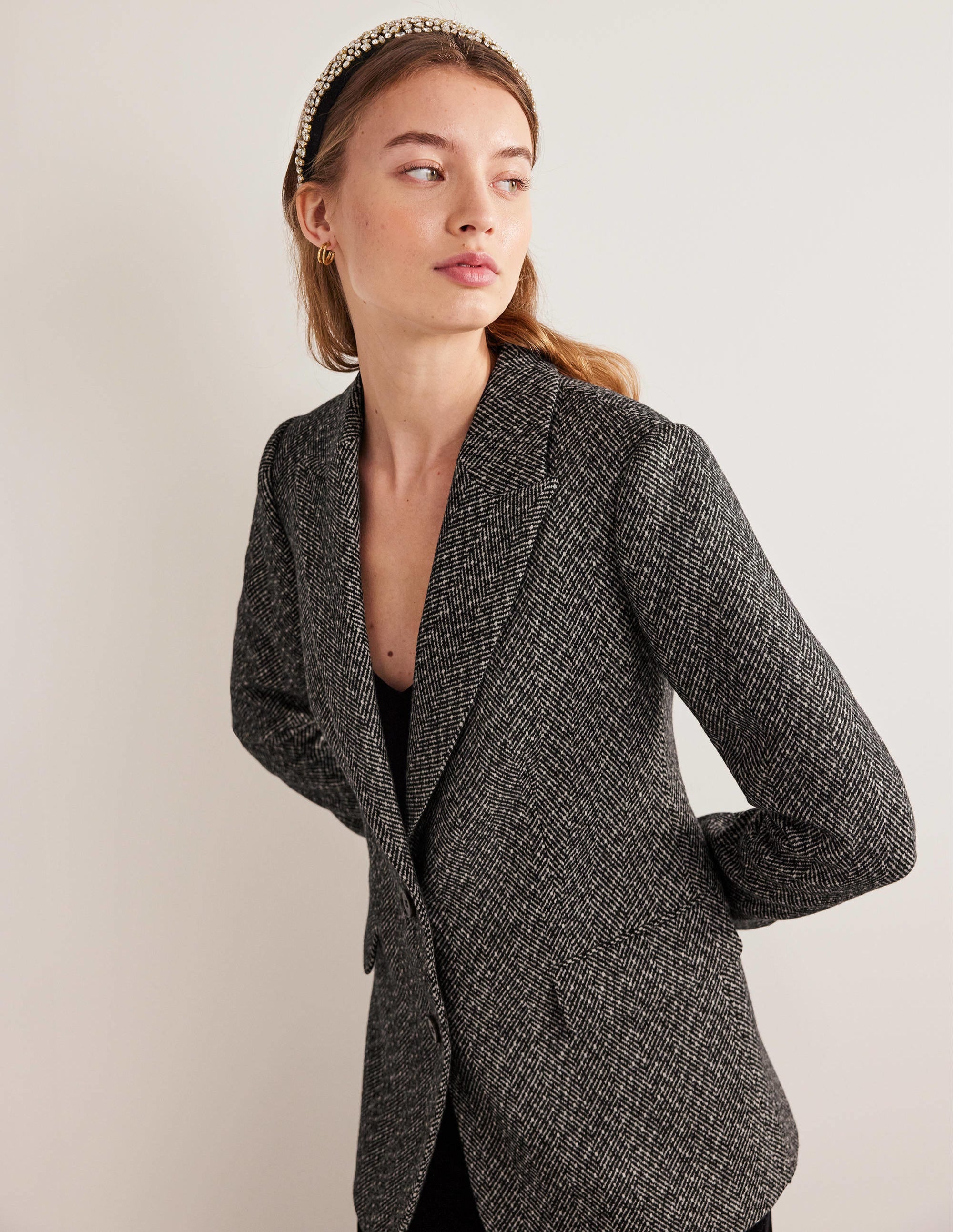 LONGLINE RELAXED BLAZER-Herringbone - Image 5