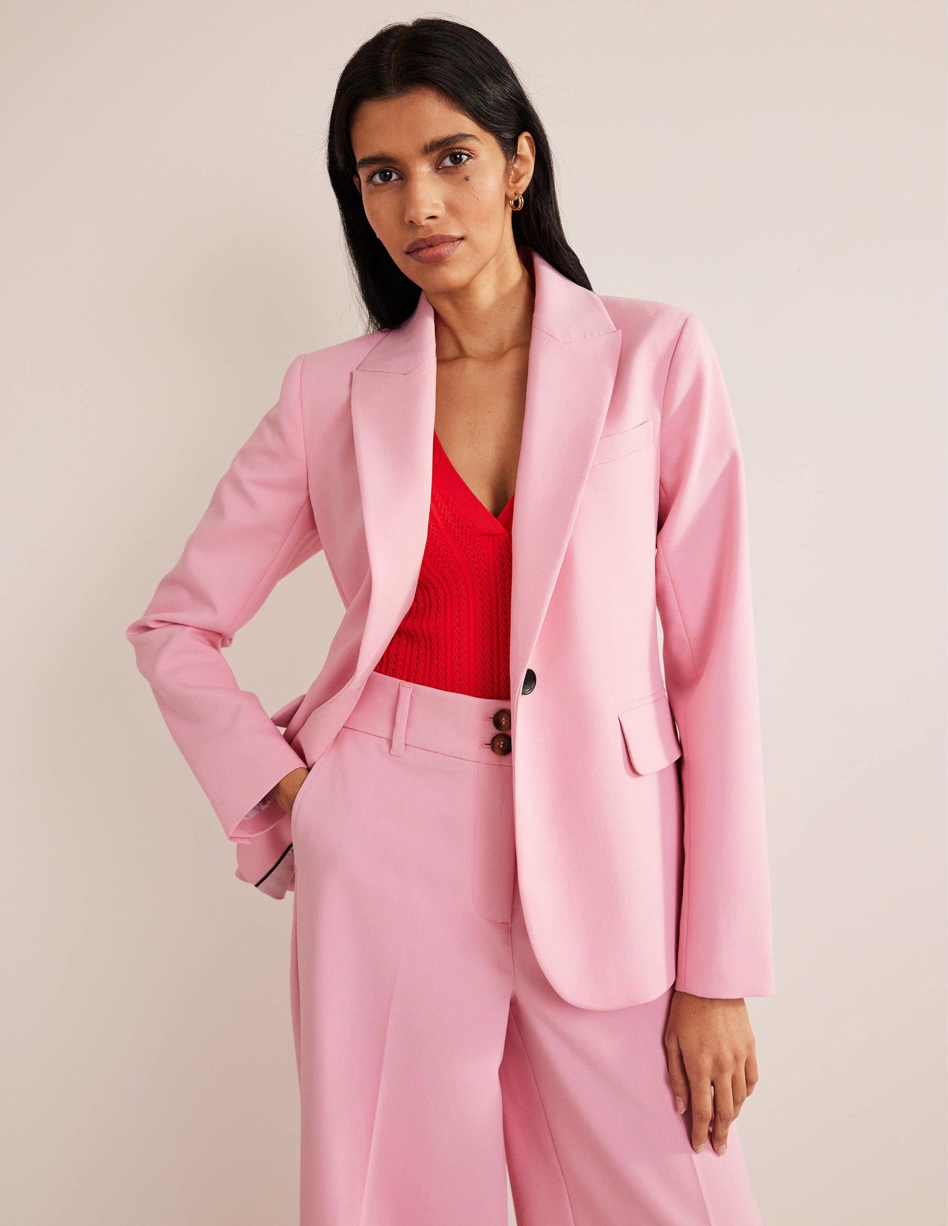 Tailored Suit Blazer-Pink-1