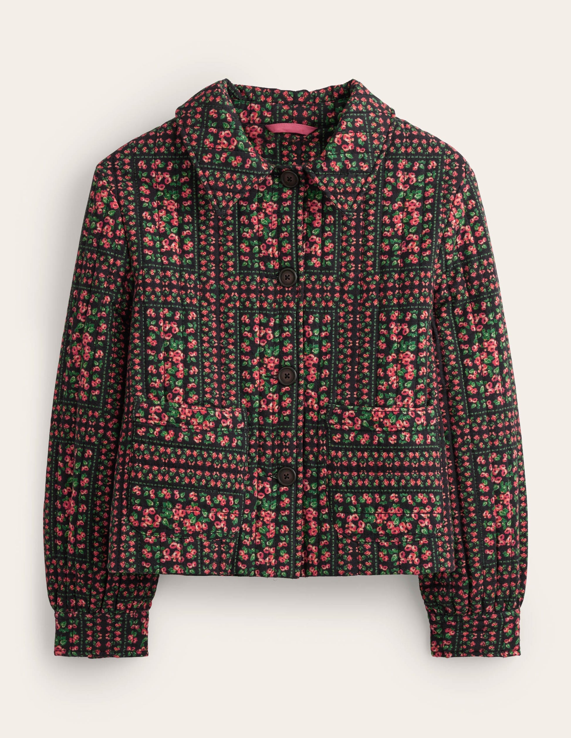 Quilted Printed Jacket-Black Based Print-6