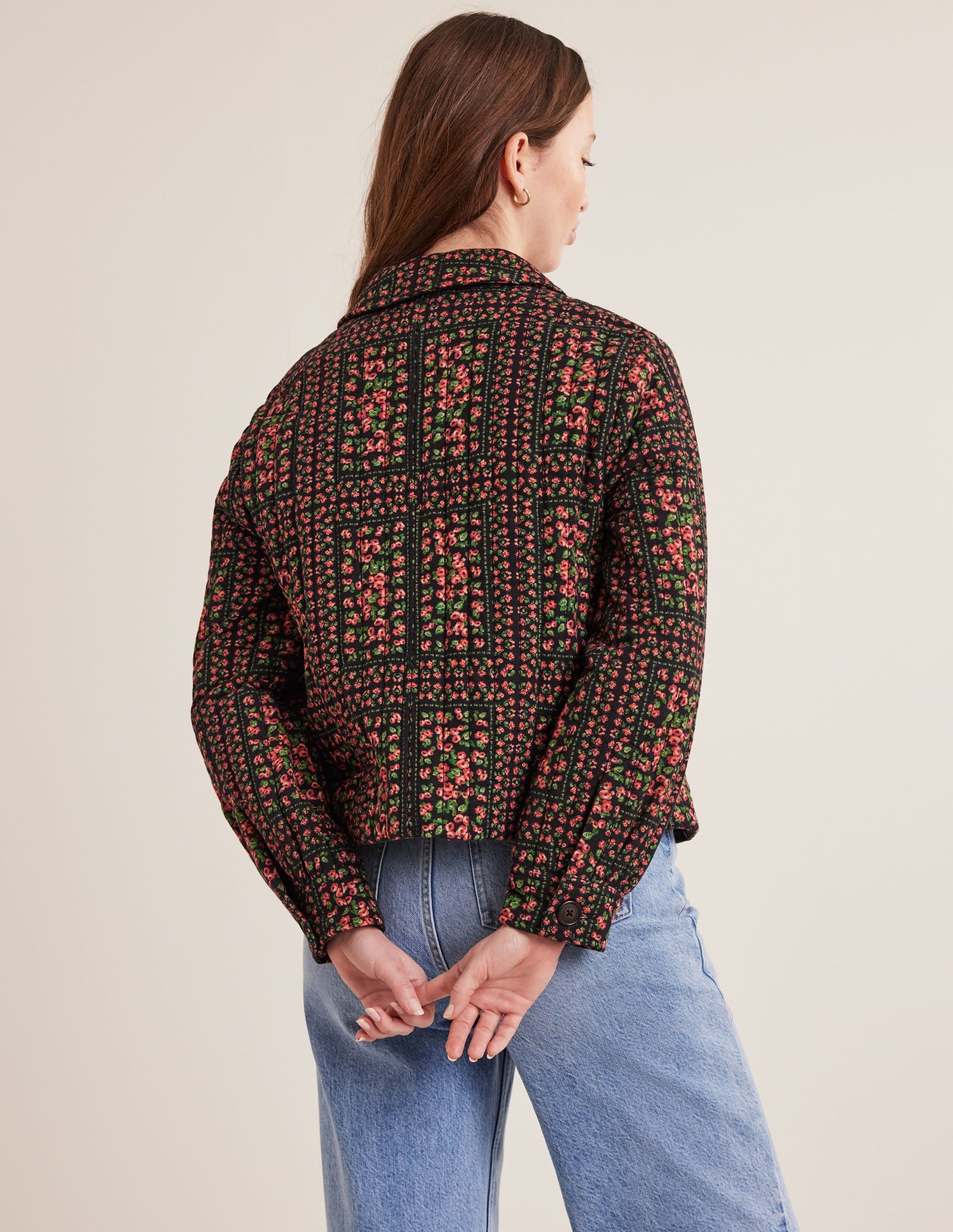 Quilted Printed Jacket-Black Based Print - Image 3