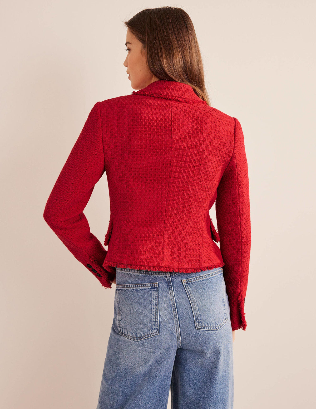 The York Cropped Cotton Blazer-Strawberry Tart-3