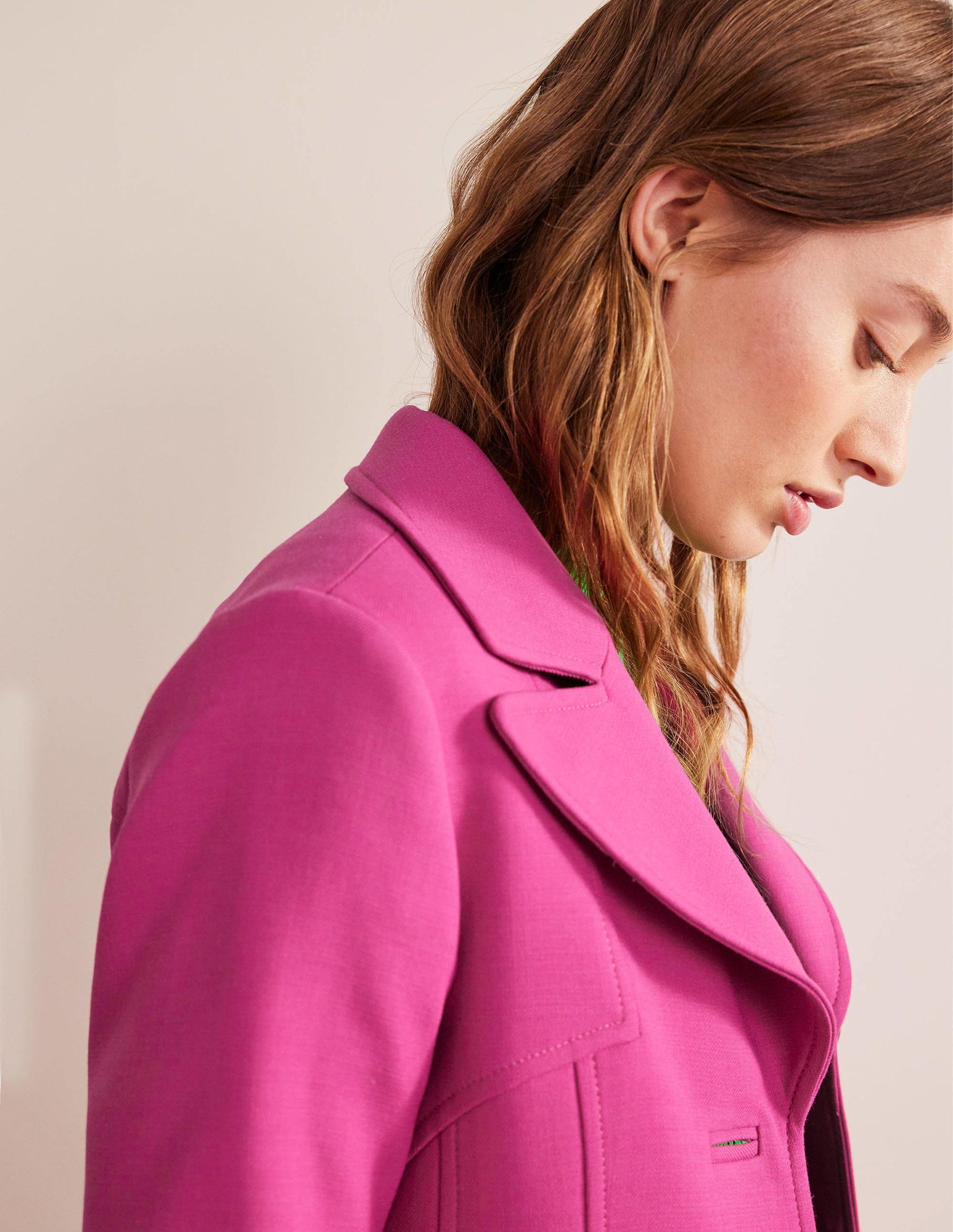 Fitted Wool Blend Maxi Coat-Pink-3