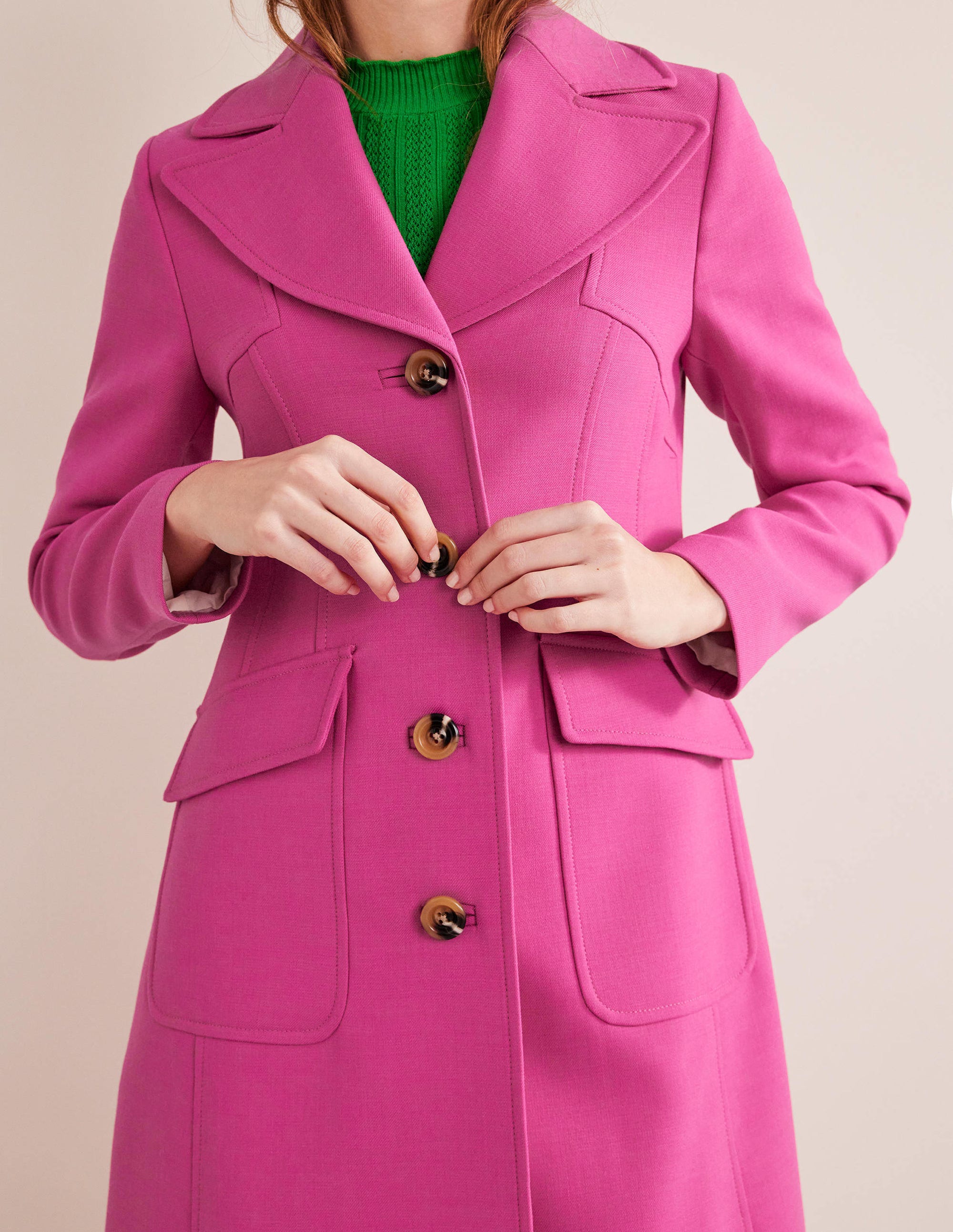 Fitted Wool Blend Maxi Coat-Pink - Image 5