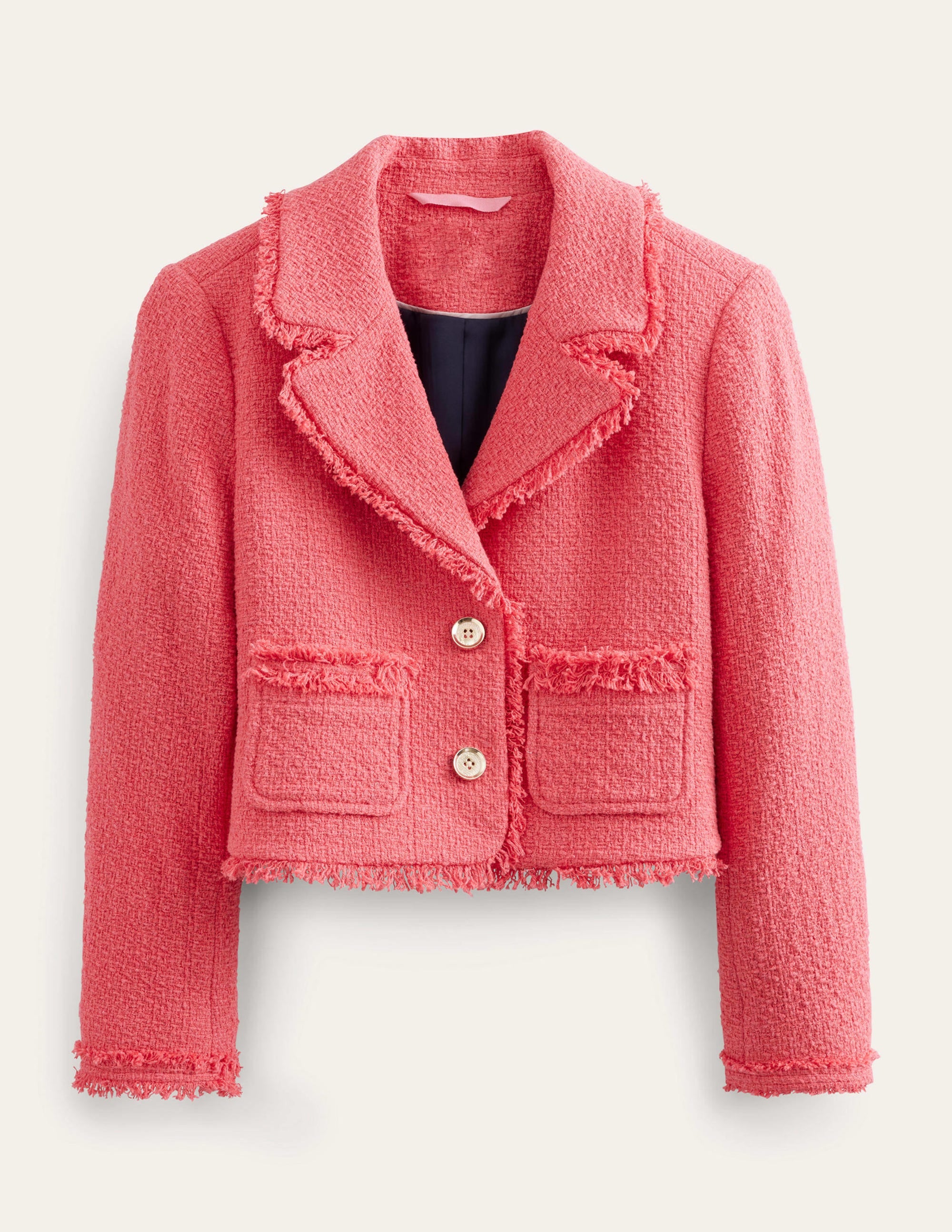 Textured Fitted Cropped Jacket-Coral - Image 6