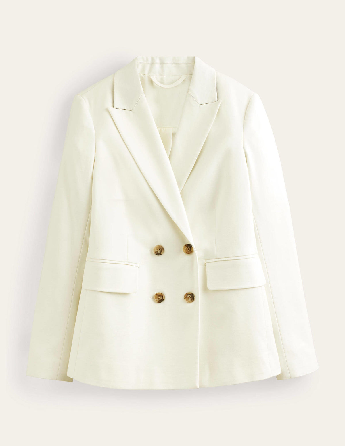 Double Breasted Twill Blazer-Ivory-12