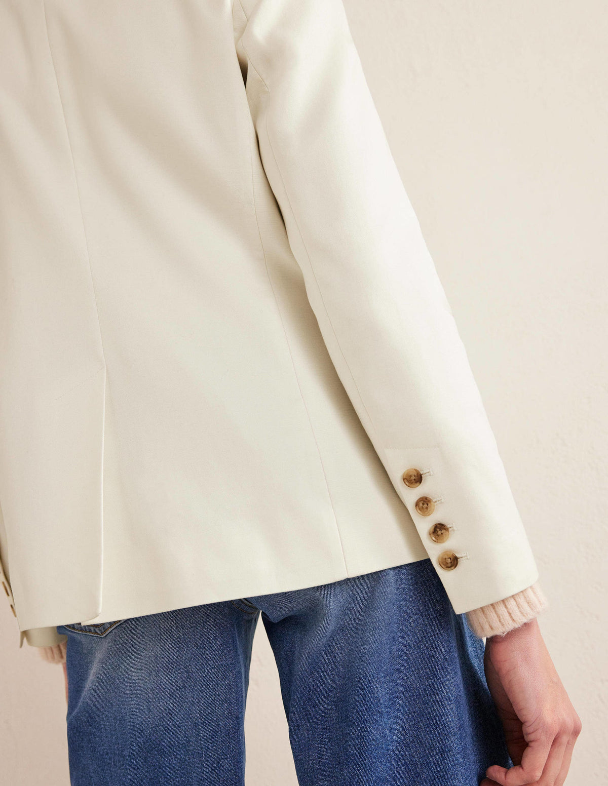 Double Breasted Twill Blazer-Ivory - Image 6
