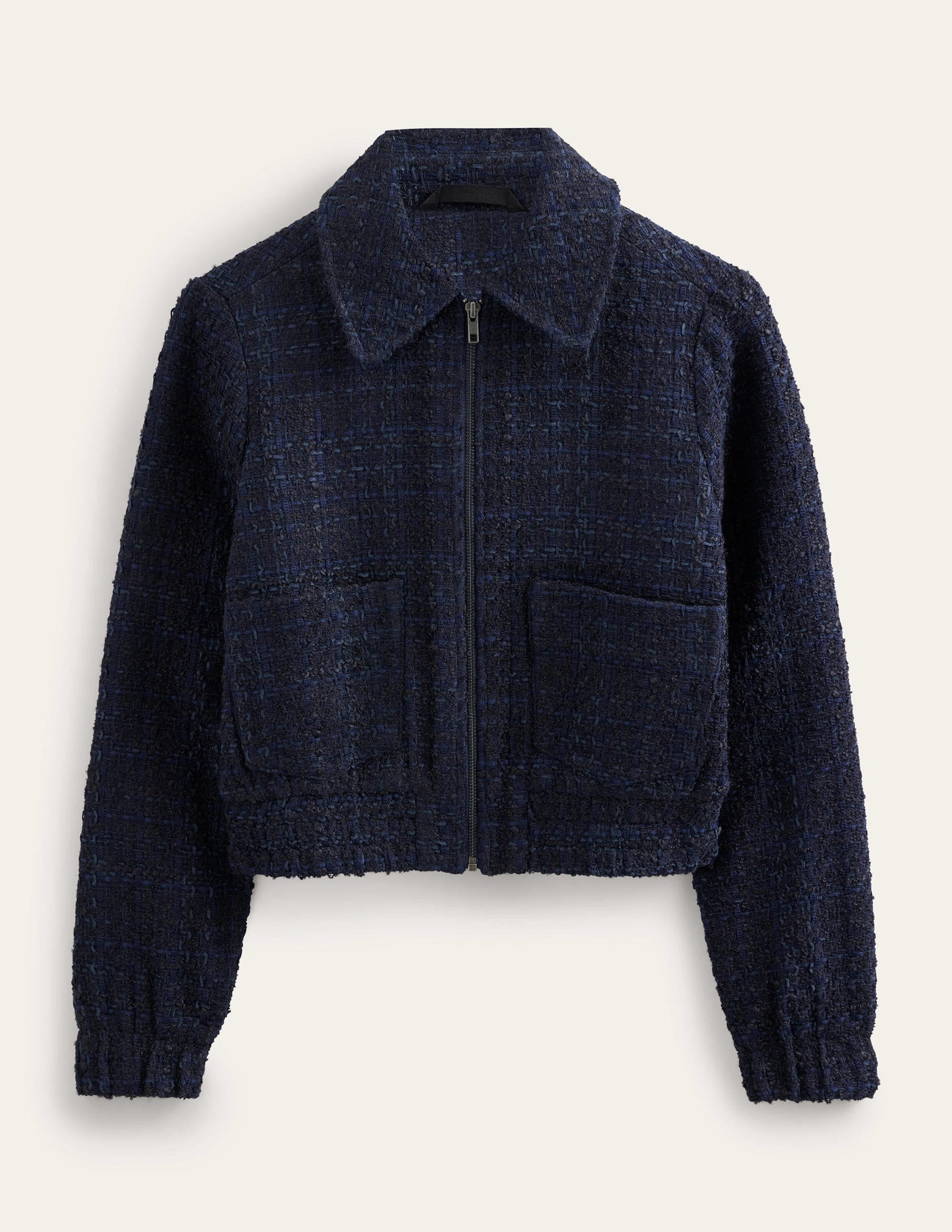 Textured Zip Through Jacket-Navy - Image 6