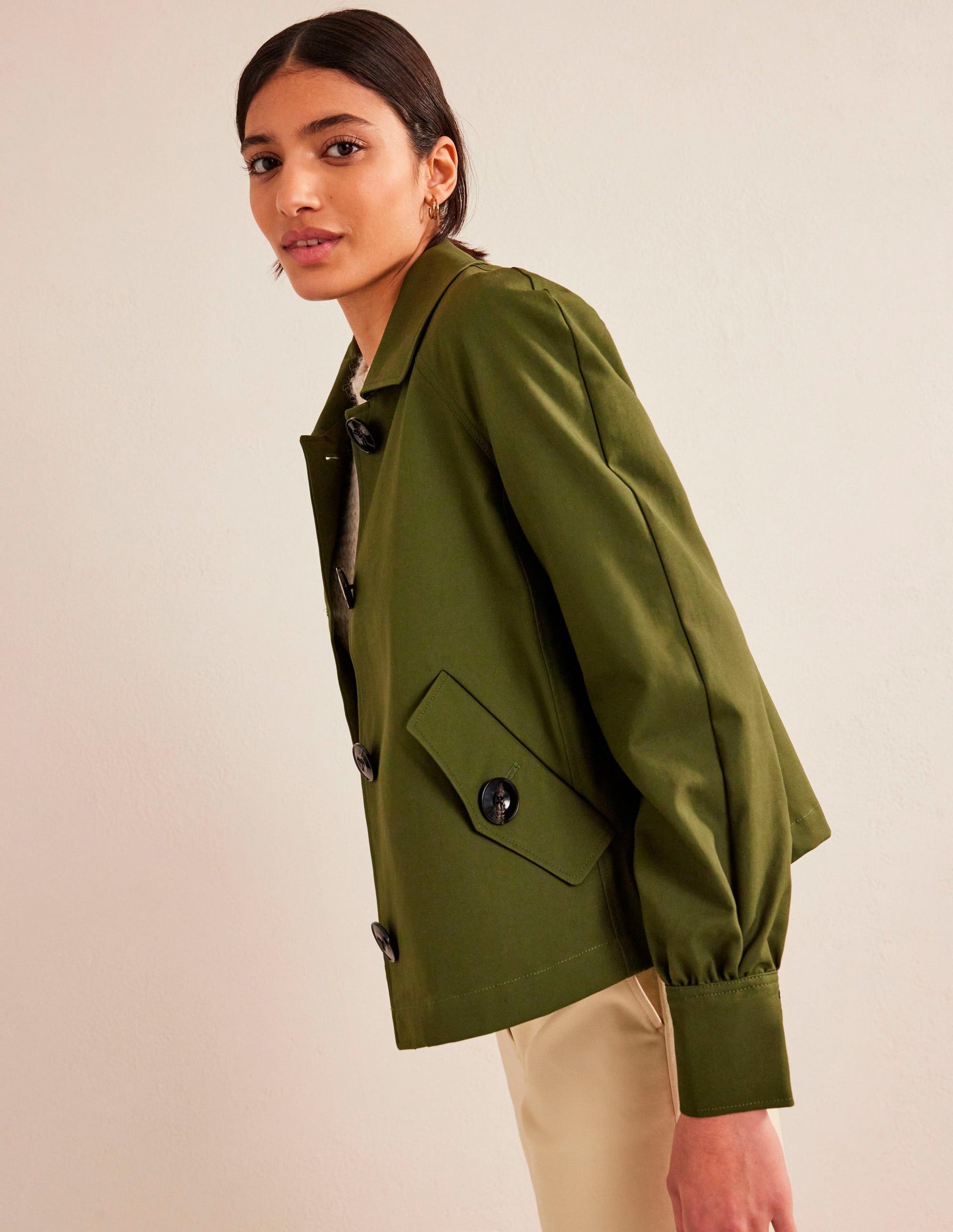 Cotton Trench Jacket-Yew-1