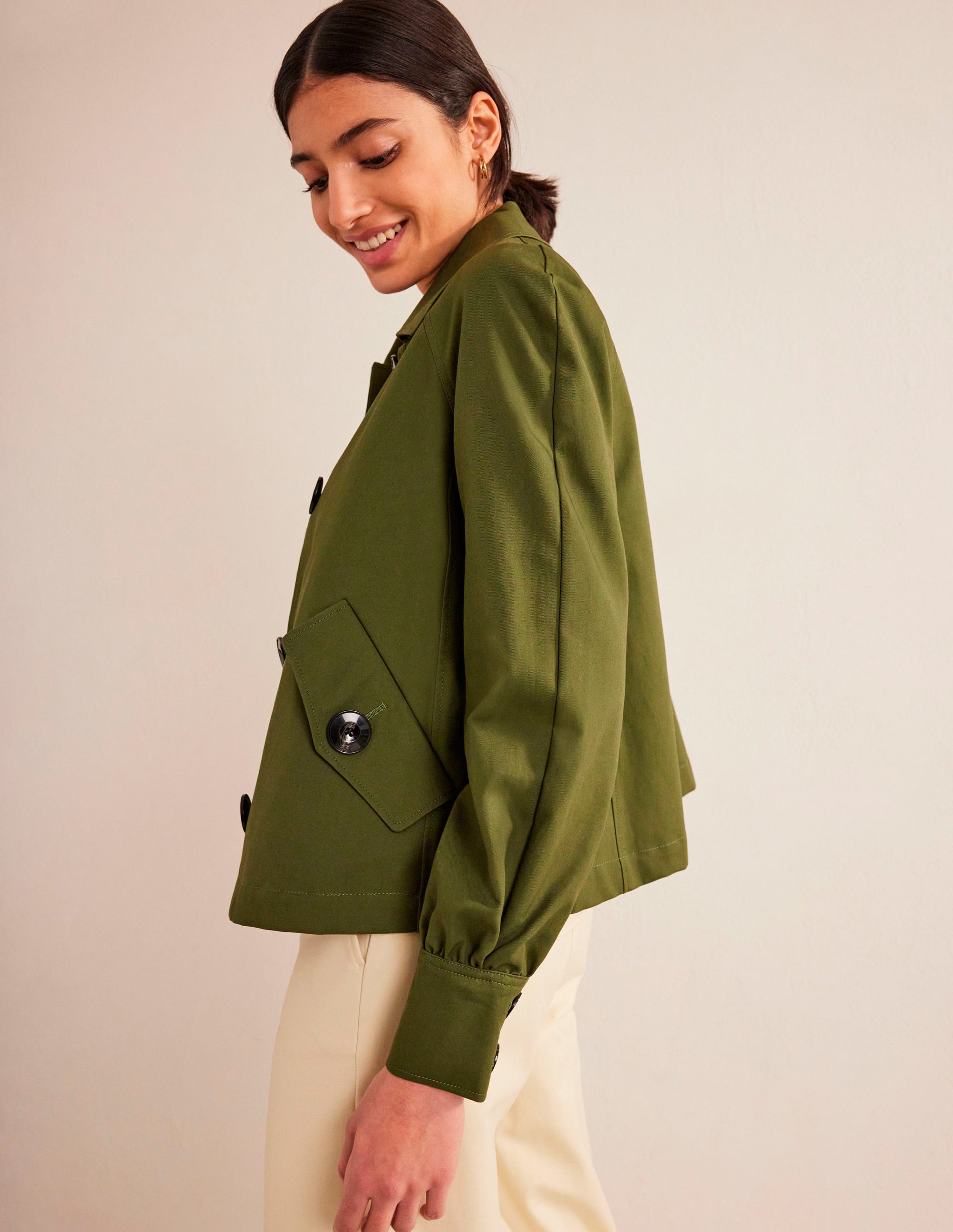 Cotton Trench Jacket-Yew - Image 5