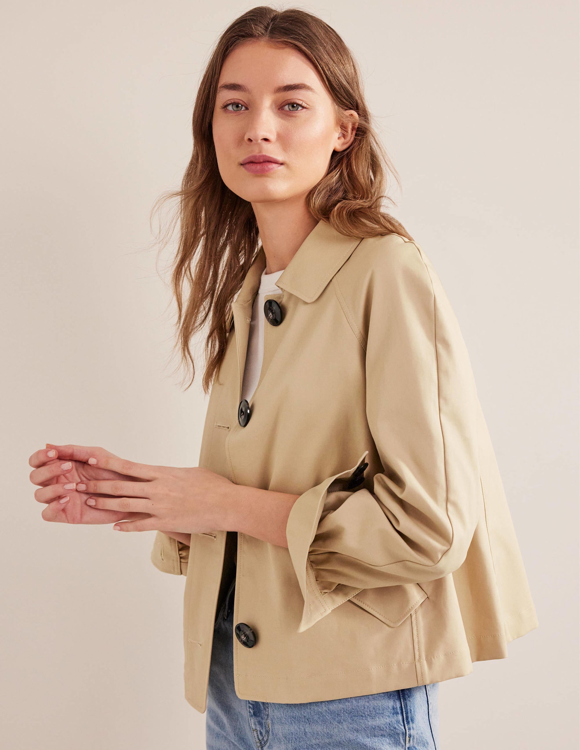 Cotton Trench Jacket-Stone - Image 1