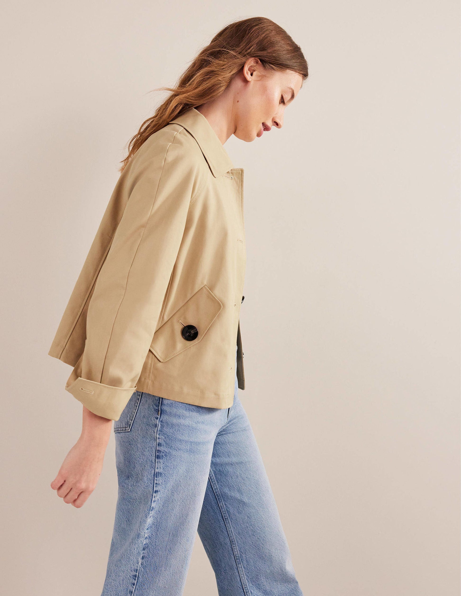 Cotton Trench Jacket-Stone-4