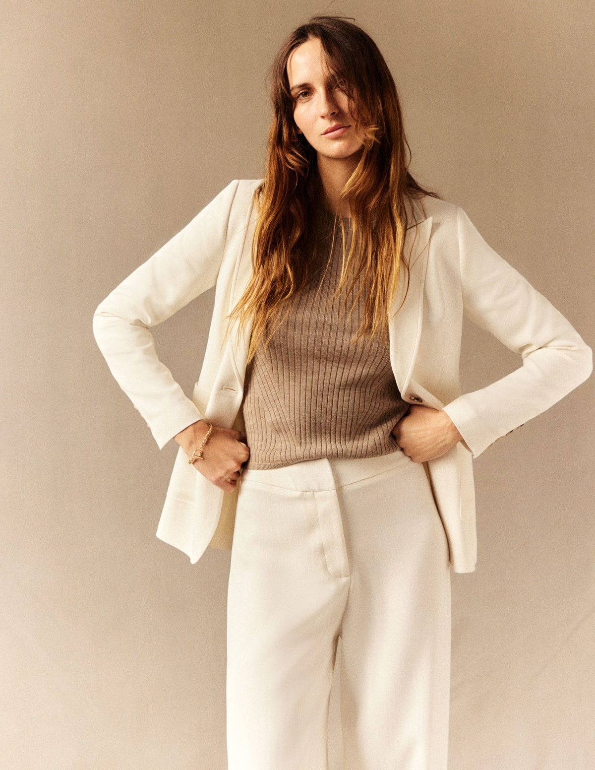 Fluid Tailored Blazer-Ivory-8