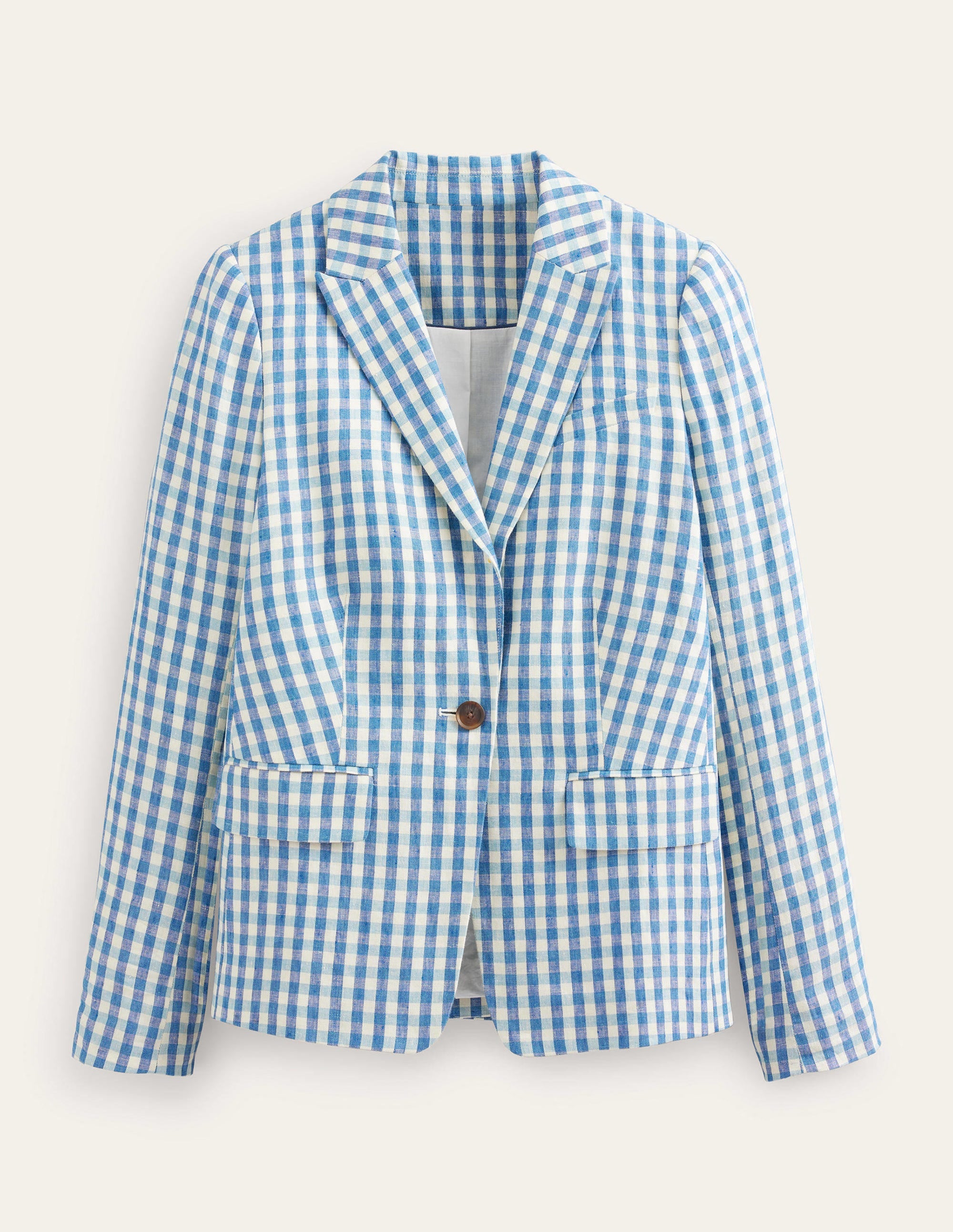 The Cambridge Linen Blazer-Blue and White Gingham - Image 8