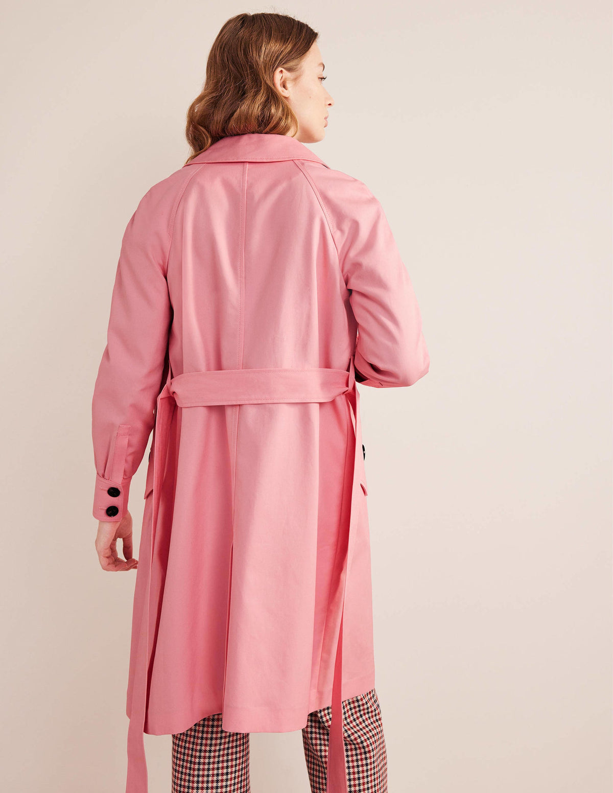 Belted Trench Coat-Pink-4