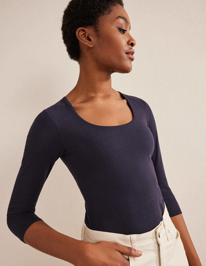 Double Layer Front Top-Navy-1