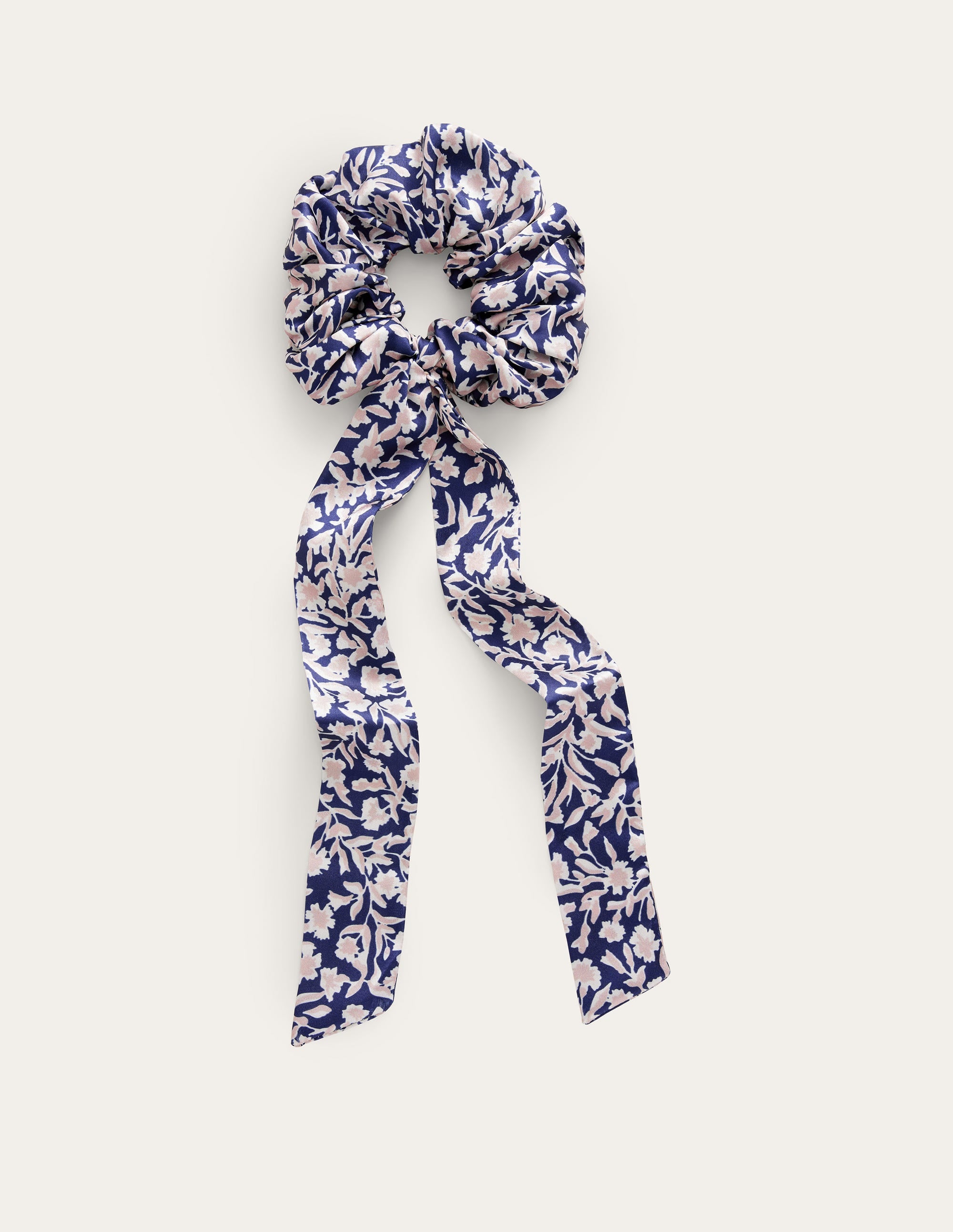Scarf Hair Scrunchie-French Navy, Abstract Vine - Image 2