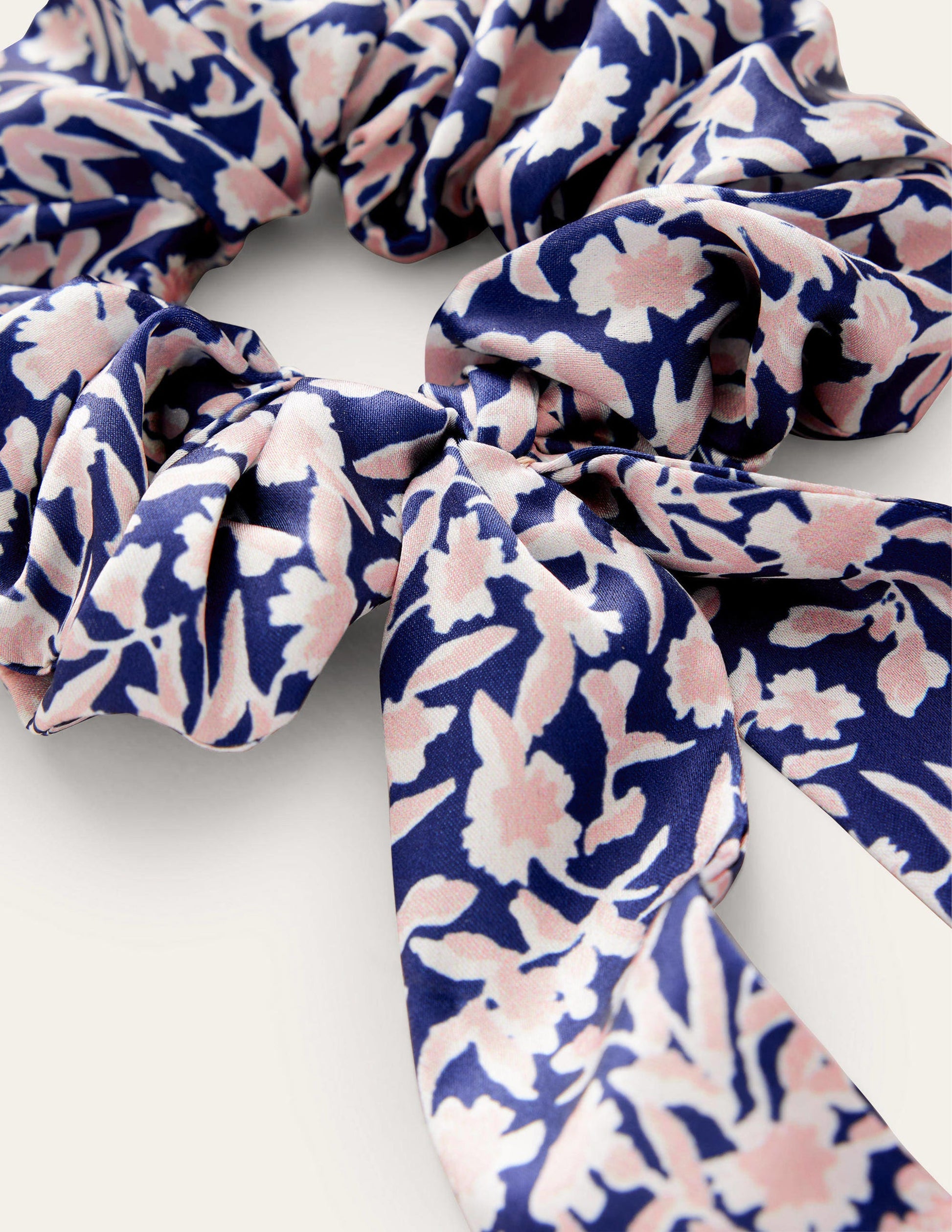 Scarf Hair Scrunchie-French Navy, Abstract Vine-3