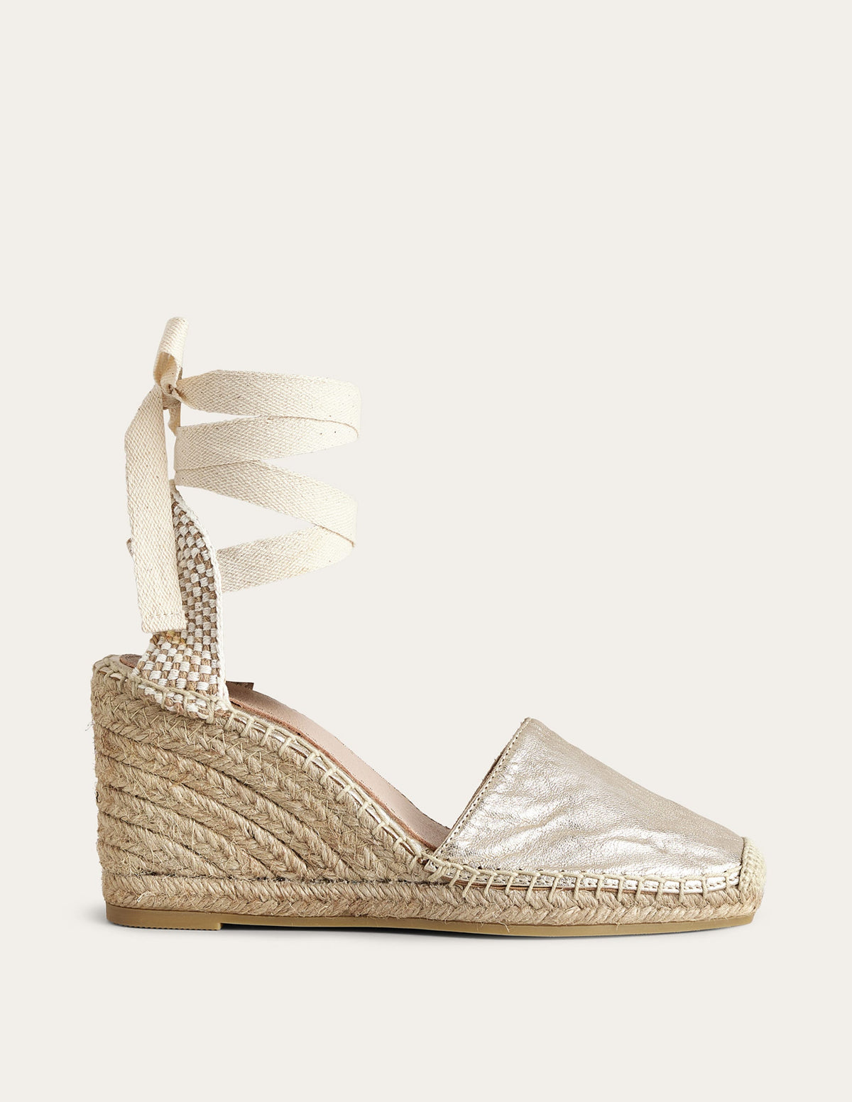 Esme Espadrille Wedges-Gold Metallic Leather-1