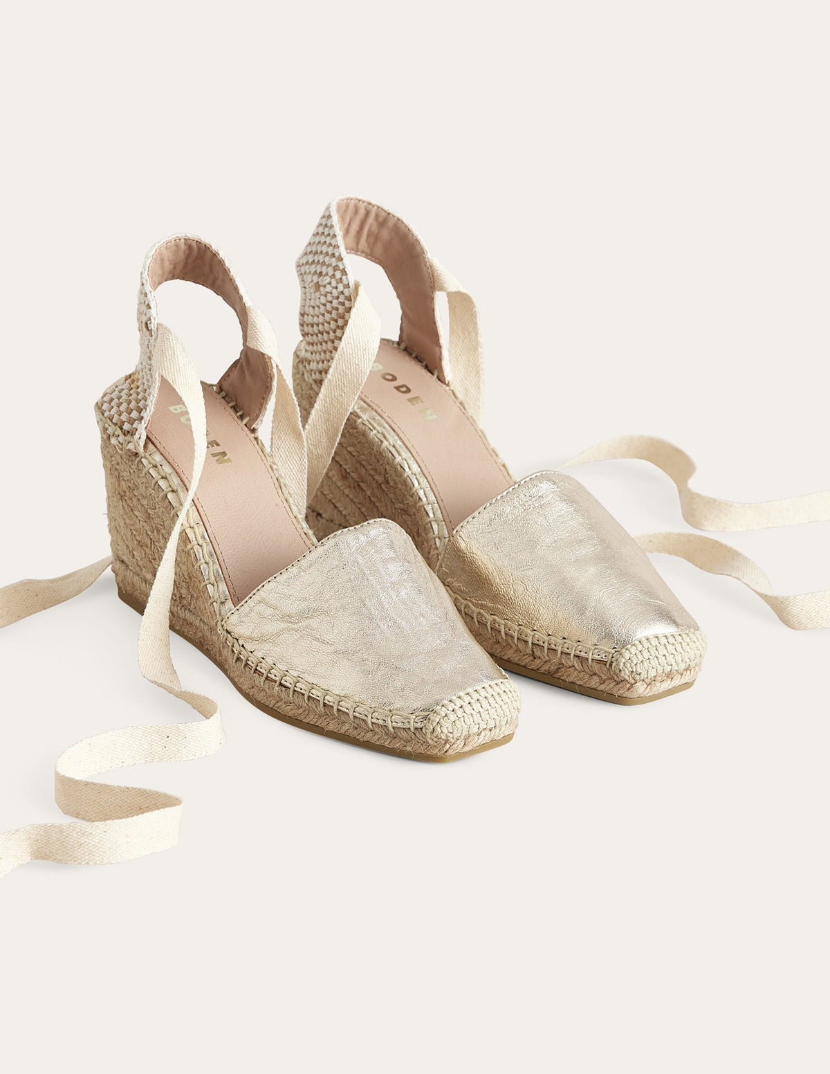 Esme Espadrille Wedges-Gold Metallic Leather - Image 2